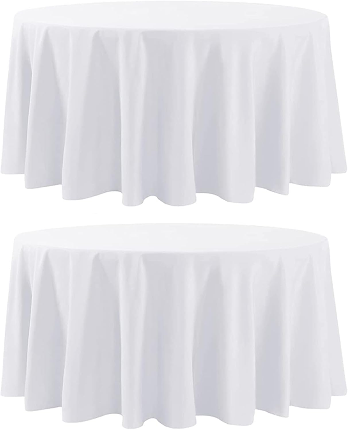 Round Tablecloth 120 Inch 10 Pack White Tablecloths Washable Decorative Linen Polyester Table Clothes Cover for Dining Table Banquets Buffet Parties and Wedding