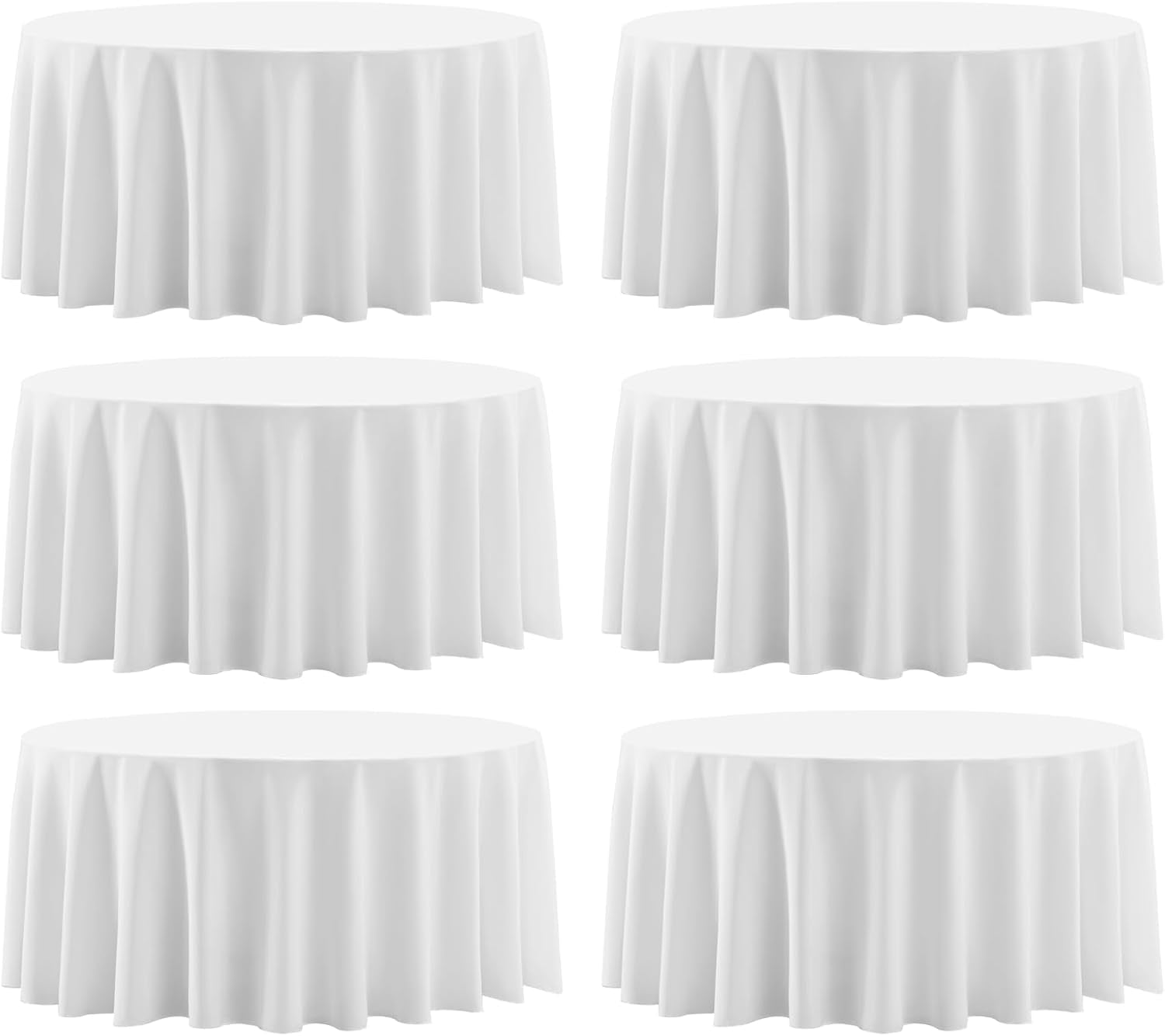 Round Tablecloth 120 Inch 10 Pack White Tablecloths Washable Decorative Linen Polyester Table Clothes Cover for Dining Table Banquets Buffet Parties and Wedding