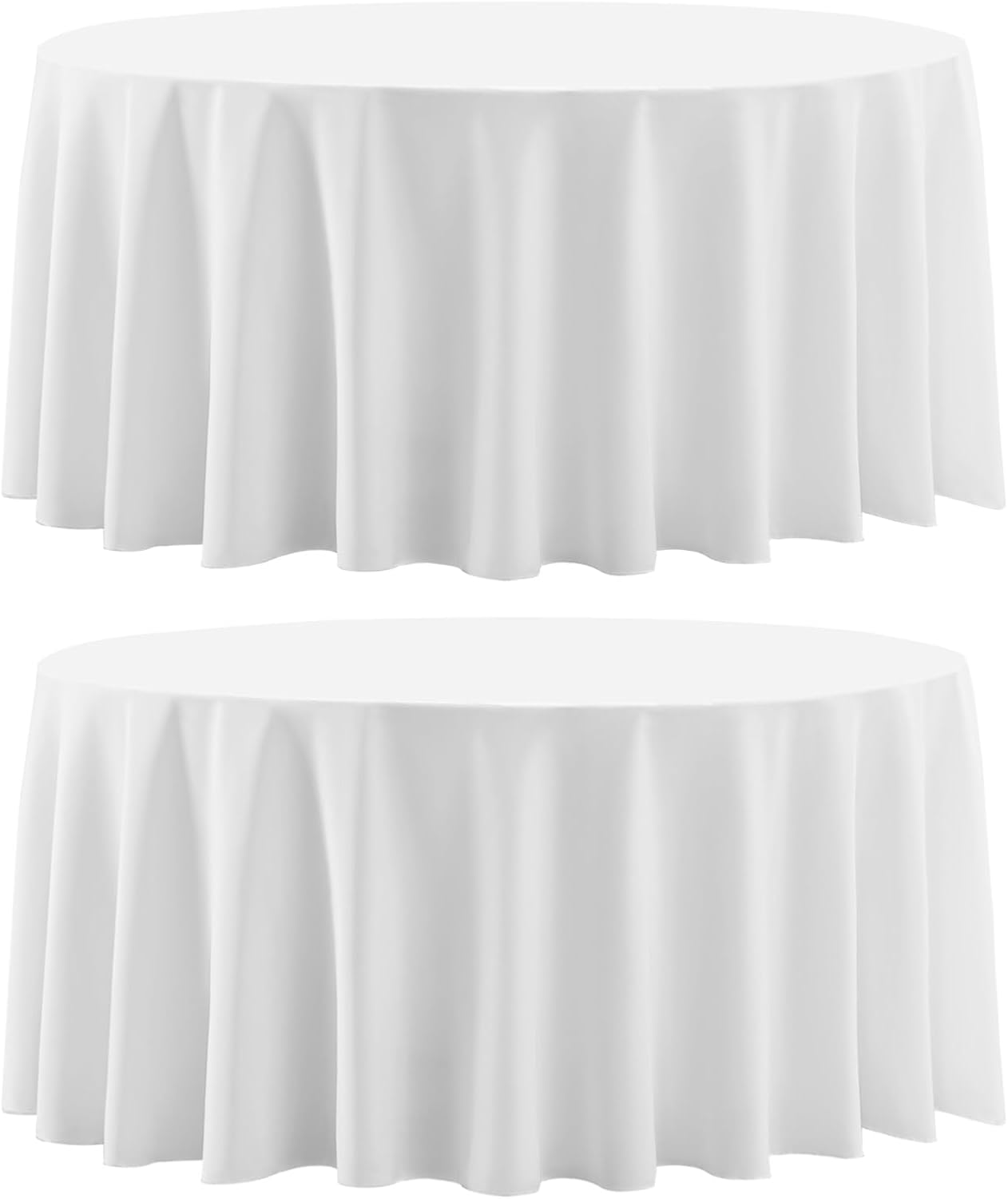 Round Tablecloth 120 Inch 10 Pack White Tablecloths Washable Decorative Linen Polyester Table Clothes Cover for Dining Table Banquets Buffet Parties and Wedding