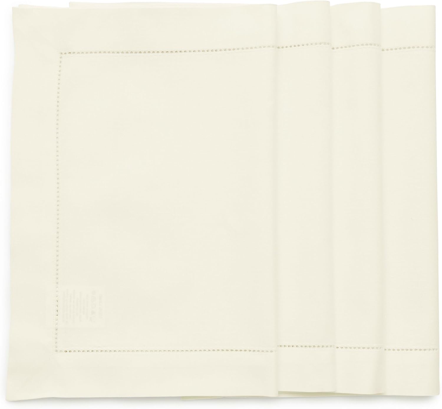 Solino Home White Napkins Set of 4 - Cotton Linen Hemstitch Dinner Napkins Cloth 20 x 20 Inch for Winter, Valentines, Spring, Easter - Handcrafted and Machine Washable