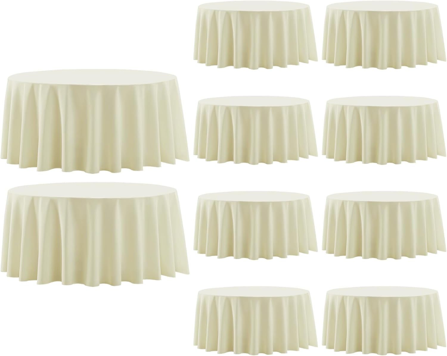 Round Tablecloth 120 Inch 10 Pack White Tablecloths Washable Decorative Linen Polyester Table Clothes Cover for Dining Table Banquets Buffet Parties and Wedding