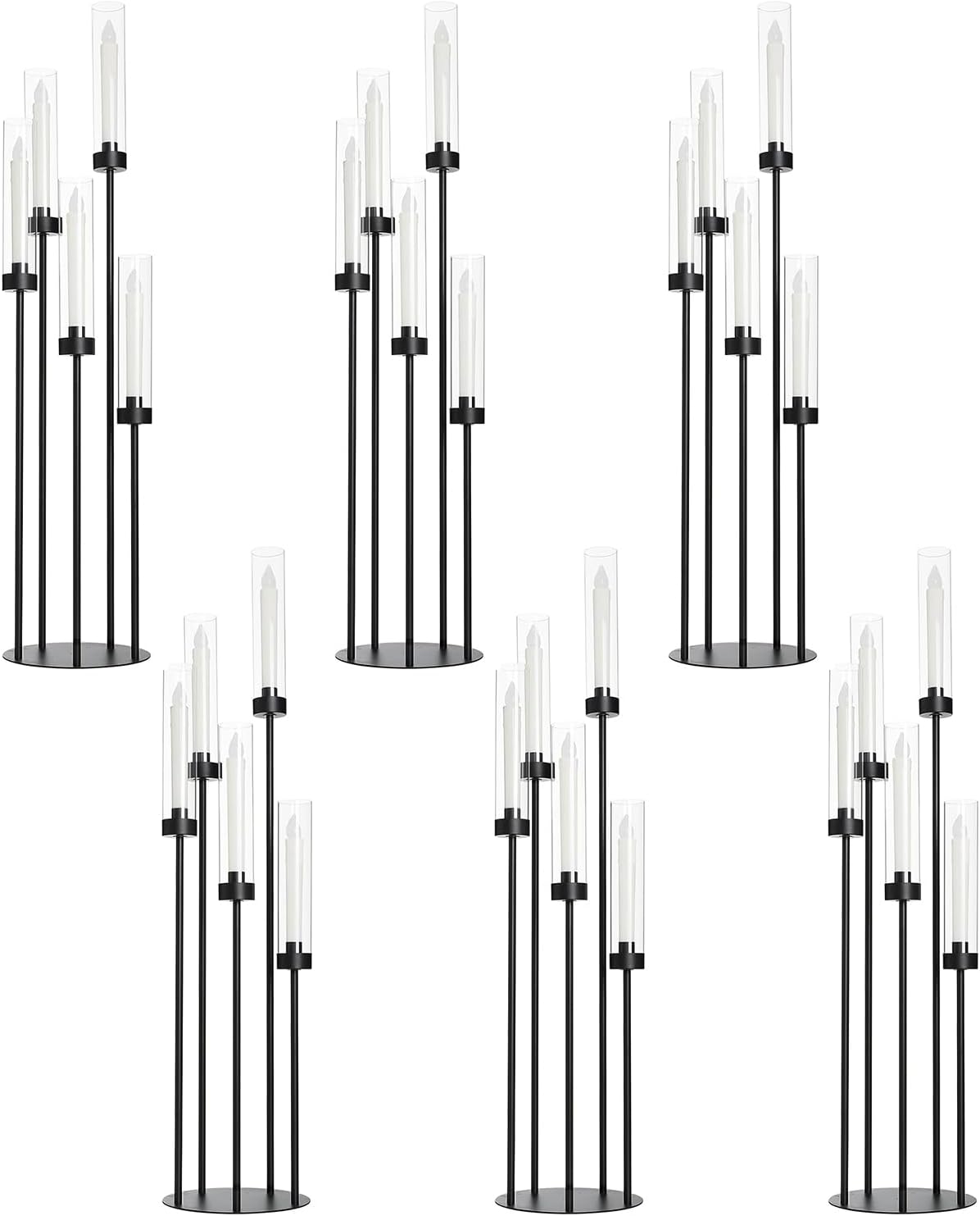 5 Arm Candelabra with Acrylic Lampshade Set of 4 Gold Candelabra for Wedding Table Birthday Party Home Decoration 39.4'' Candle Holder Fit LED Taper Candles