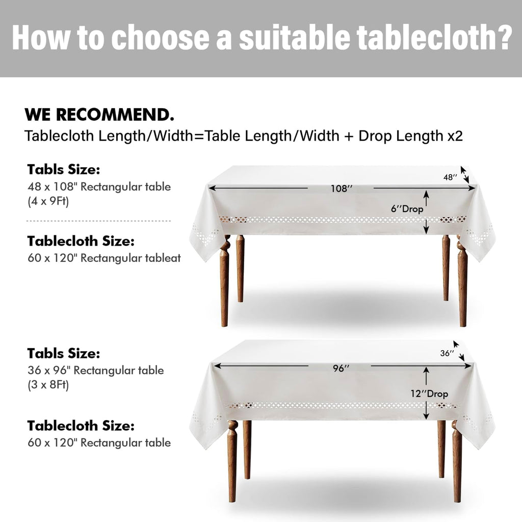 MIULEE Beige Rectangle Linen Polyester Tablecloth with Decorative Cutouts Spring Waterproof Stain Resistant & Shrink-Proof Table Cloth 60x120 inch Farmhouse Style for Dining Wedding and Outdoor