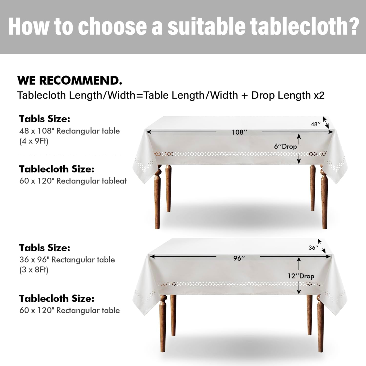 MIULEE Beige Rectangle Linen Polyester Tablecloth with Decorative Cutouts Spring Waterproof Stain Resistant & Shrink-Proof Table Cloth 60x120 inch Farmhouse Style for Dining Wedding and Outdoor