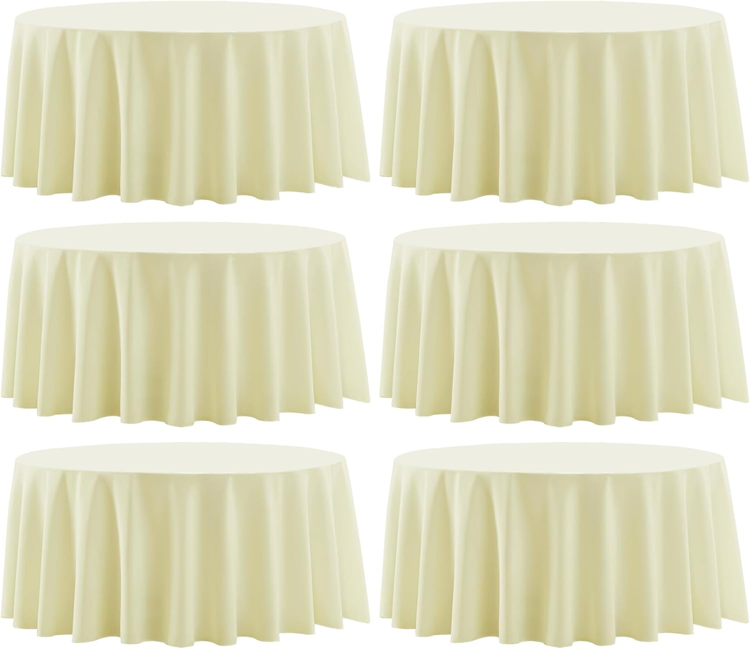 Round Tablecloth 120 Inch 10 Pack White Tablecloths Washable Decorative Linen Polyester Table Clothes Cover for Dining Table Banquets Buffet Parties and Wedding