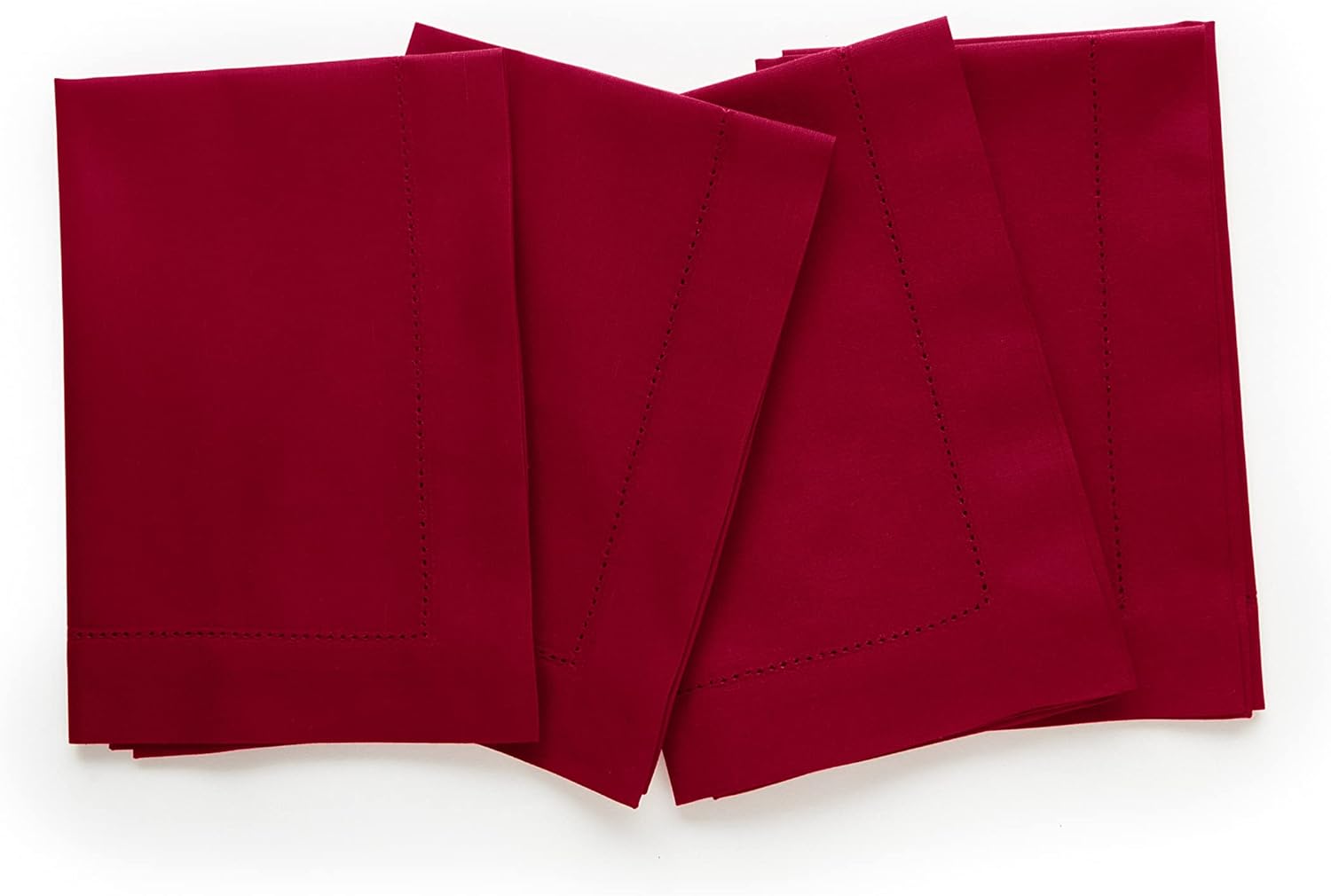 Solino Home White Napkins Set of 4 - Cotton Linen Hemstitch Dinner Napkins Cloth 20 x 20 Inch for Winter, Valentines, Spring, Easter - Handcrafted and Machine Washable