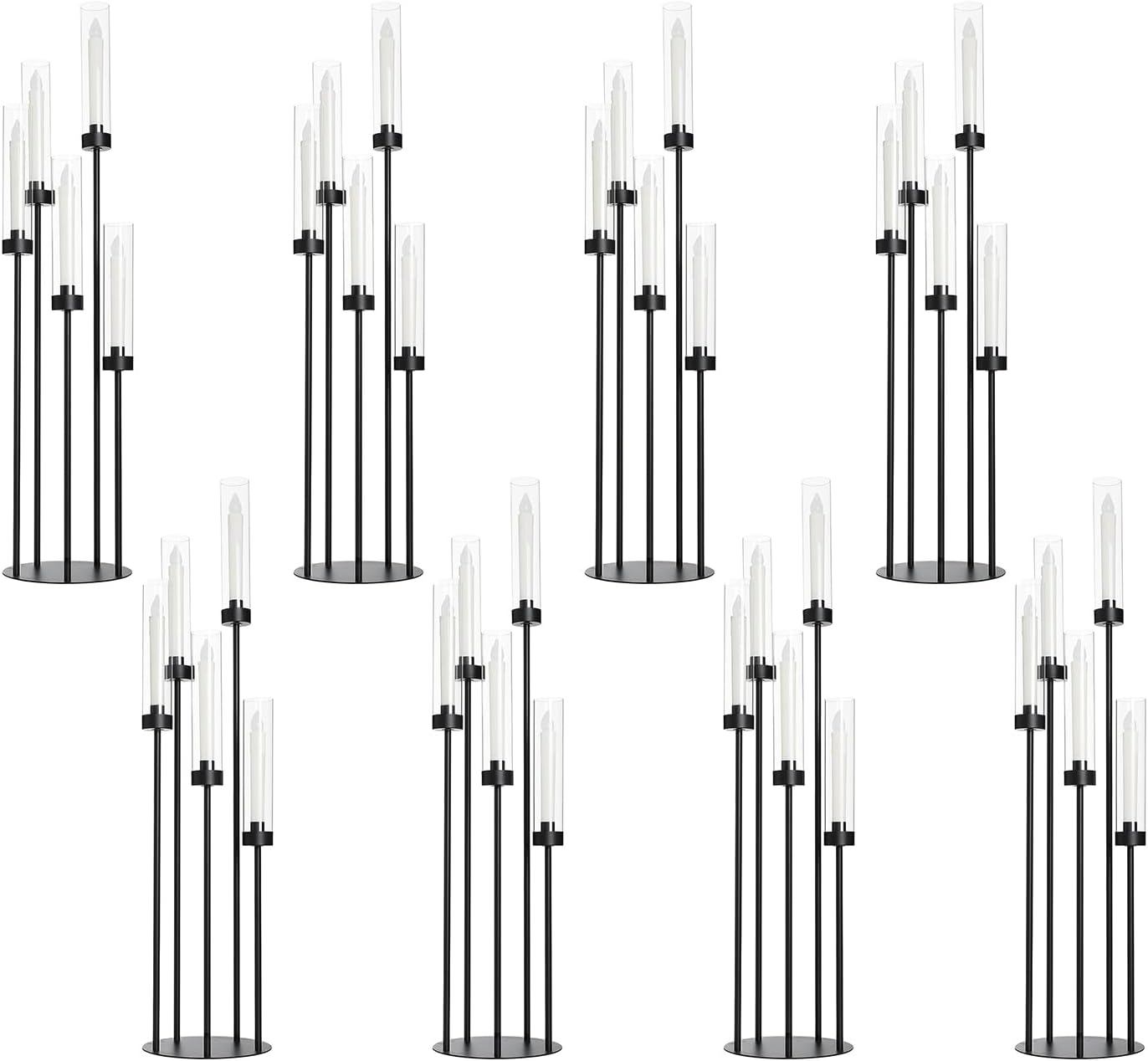 5 Arm Candelabra with Acrylic Lampshade Set of 4 Gold Candelabra for Wedding Table Birthday Party Home Decoration 39.4'' Candle Holder Fit LED Taper Candles