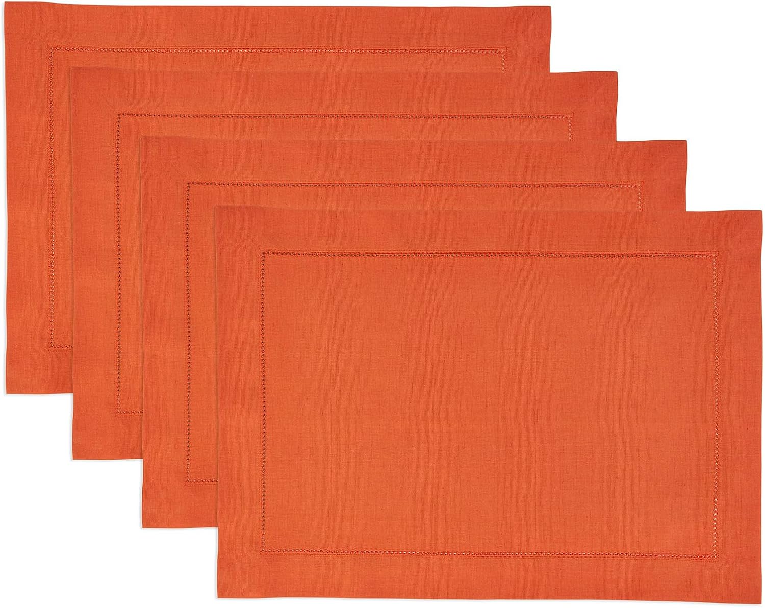 Solino Home White Napkins Set of 4 - Cotton Linen Hemstitch Dinner Napkins Cloth 20 x 20 Inch for Winter, Valentines, Spring, Easter - Handcrafted and Machine Washable