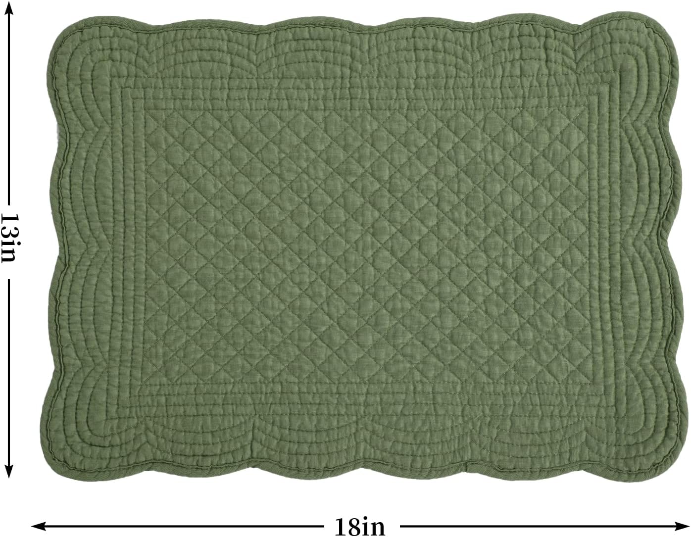 HOMBYS Quilted Placemats Set of 6 Washable-13x18 inches Rectangular Placemats for Kitchen Table-100% Cotton Fabric Rectangular Table Mats, (Emerald Green)
