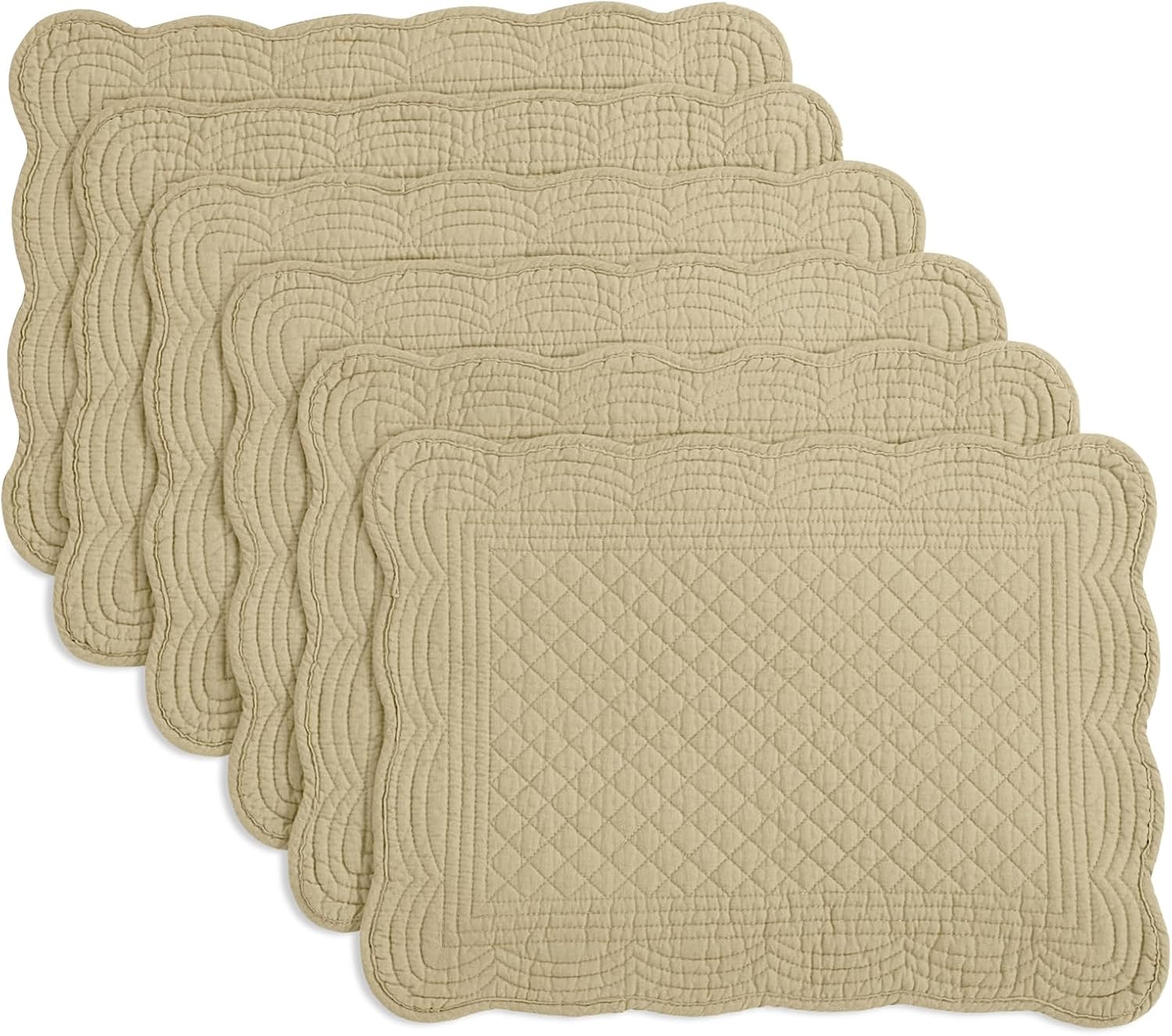 HOMBYS Quilted Placemats Set of 6 Washable-13x18 inches Rectangular Placemats for Kitchen Table-100% Cotton Fabric Rectangular Table Mats, (Emerald Green)