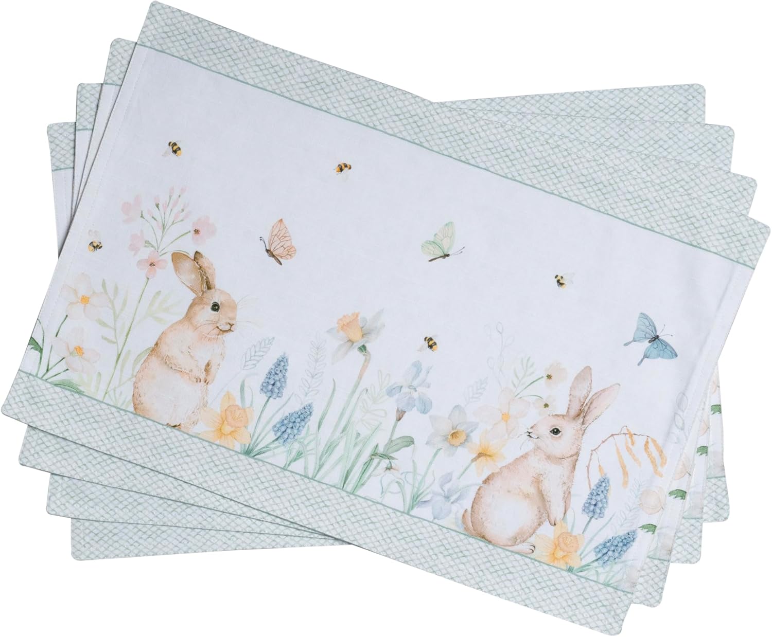 Maison d' Hermine Placemats Set of 4 100% Cotton Washable Cloth Place Mats Reusable Table Mats for Kitchen Dining Party Wedding Valentines Day Decorations Spring/Summer (Marquise, 13" x 19")