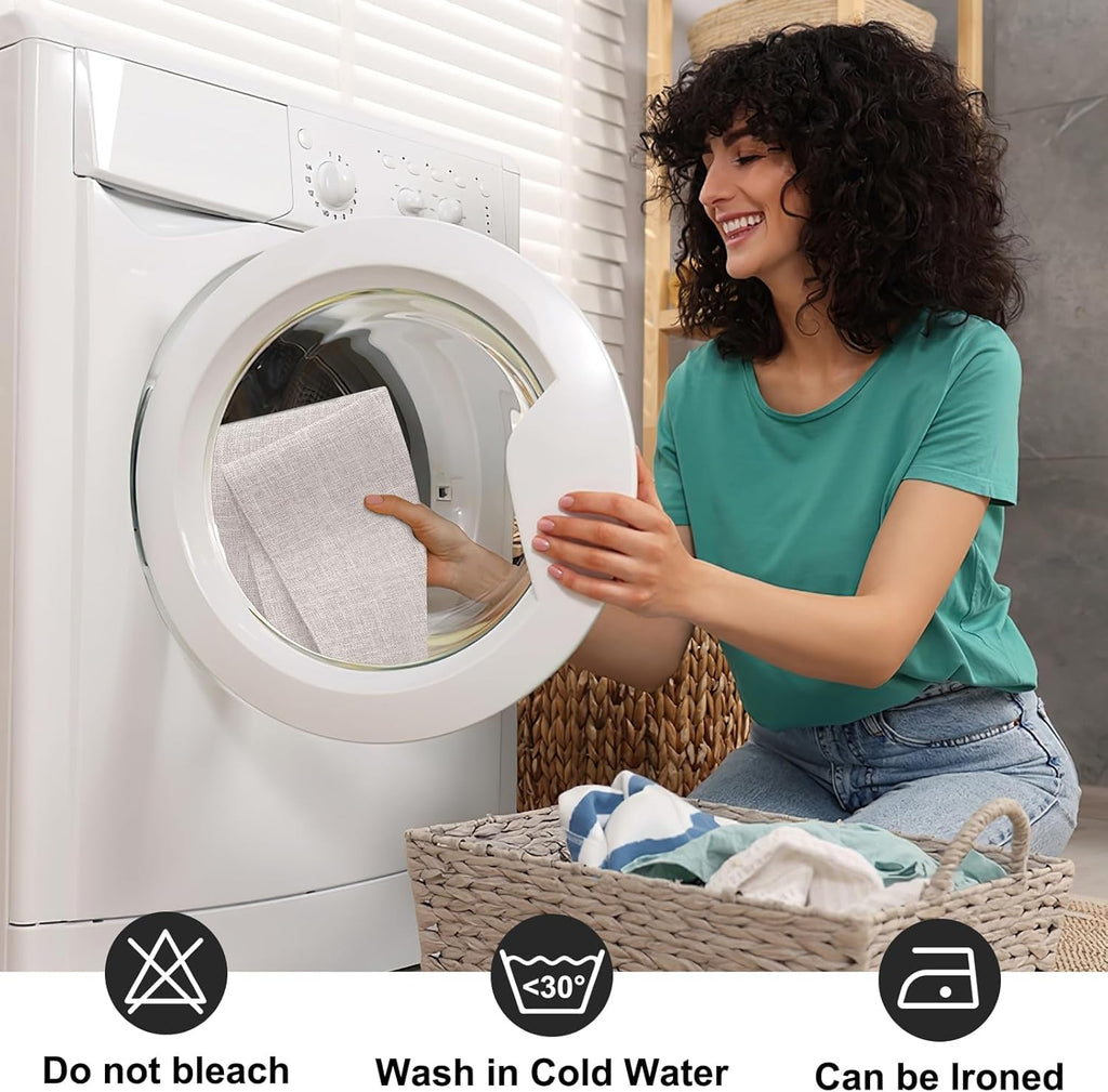 homing Cotton Linen Placemats Set of 6, Cloth Washable Farmhouse Dining Table Mats for Indoors & Outdoors, Easy to Clean, Neutral Beige, 13 x 19 Inch