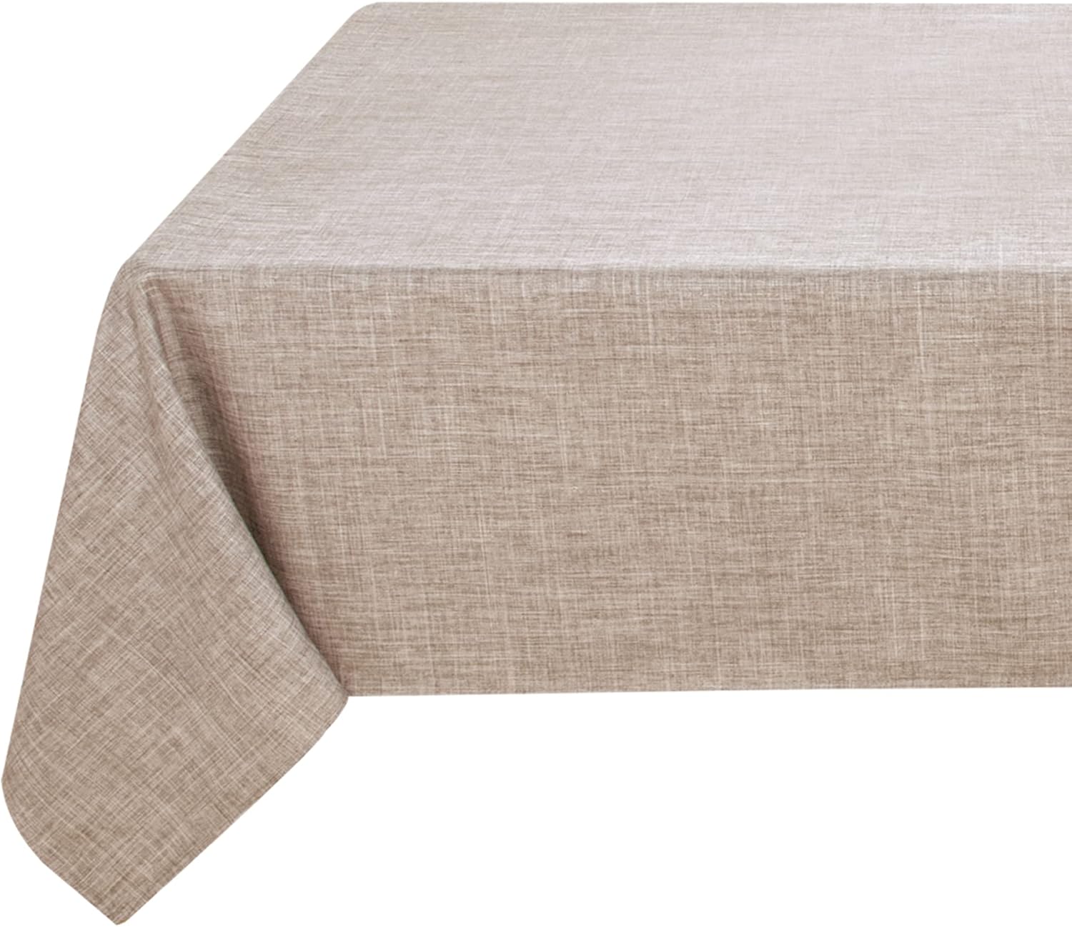 Fitable Nature Faux Linen Tablecloths Rectangle 60 x 84 Inch - 2 Pack Neutral Table Clothes for 4-6 Foot Tables, Wrinkle-Proof Faux Burlap Table Cover for Dining, Farmhouse, Outdoor Picnic, Camping