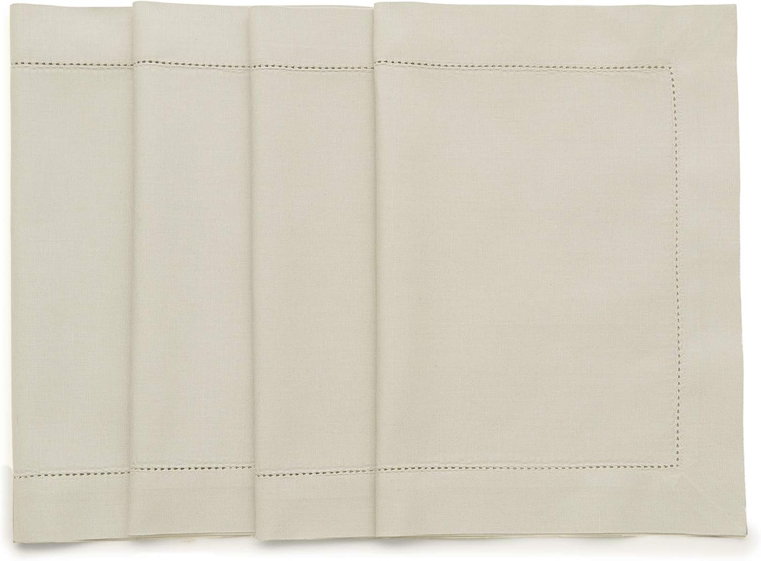 Solino Home White Napkins Set of 4 - Cotton Linen Hemstitch Dinner Napkins Cloth 20 x 20 Inch for Winter, Valentines, Spring, Easter - Handcrafted and Machine Washable