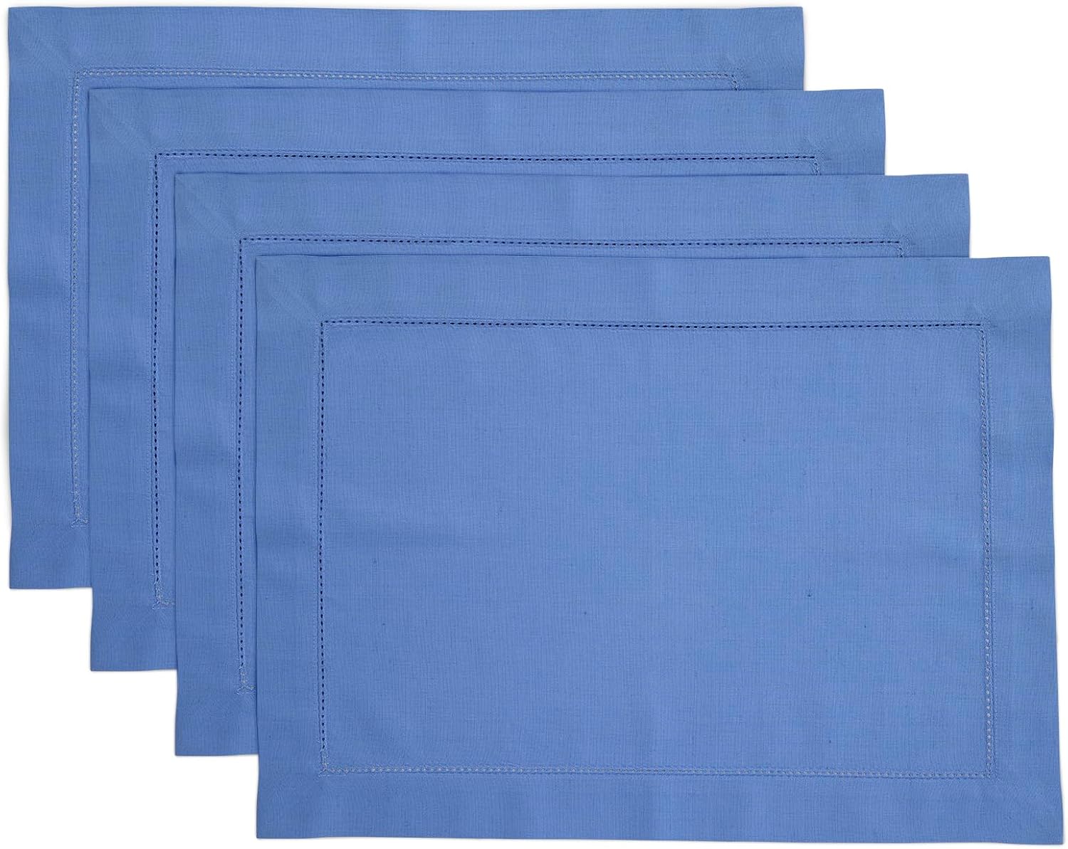 Solino Home White Napkins Set of 4 - Cotton Linen Hemstitch Dinner Napkins Cloth 20 x 20 Inch for Winter, Valentines, Spring, Easter - Handcrafted and Machine Washable