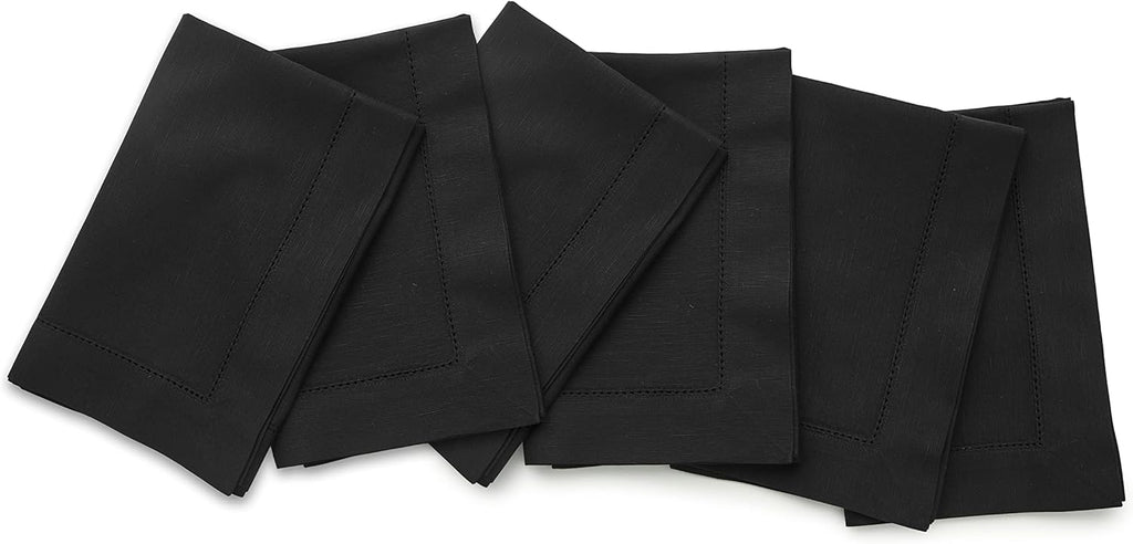 Solino Home White Napkins Set of 4 - Cotton Linen Hemstitch Dinner Napkins Cloth 20 x 20 Inch for Winter, Valentines, Spring, Easter - Handcrafted and Machine Washable