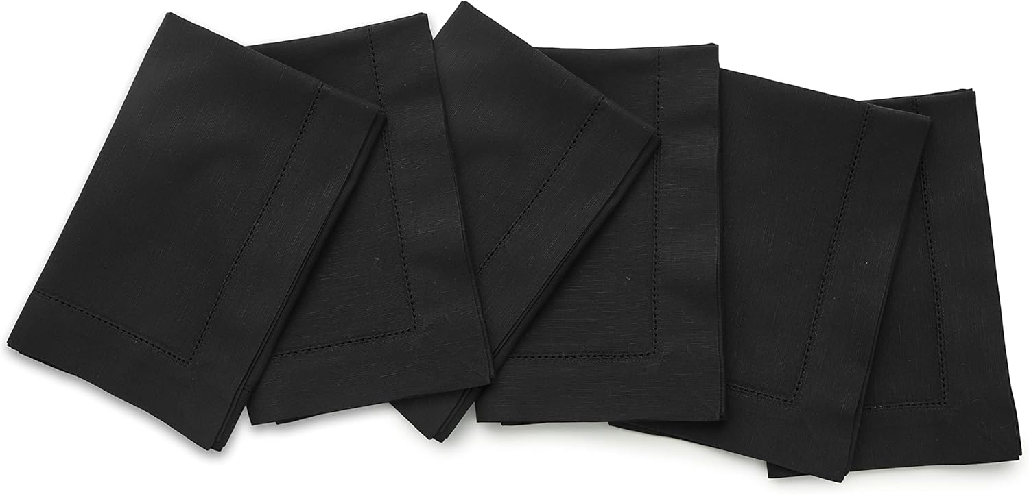 Solino Home White Napkins Set of 4 - Cotton Linen Hemstitch Dinner Napkins Cloth 20 x 20 Inch for Winter, Valentines, Spring, Easter - Handcrafted and Machine Washable