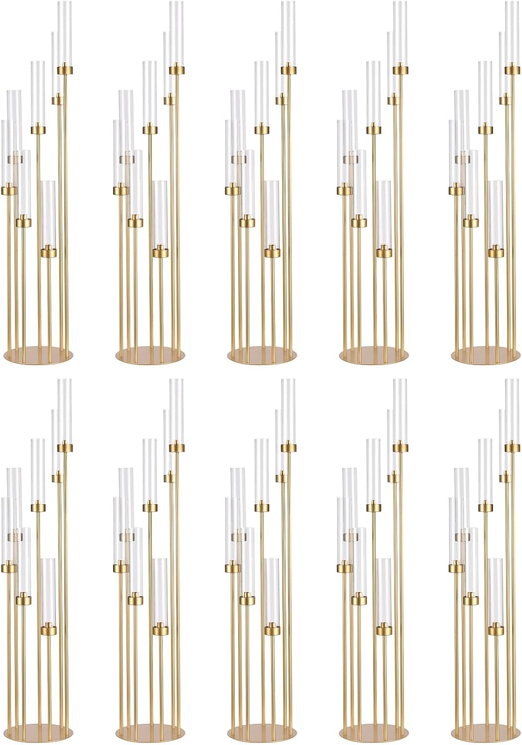 4Sets Floor Candelabra Tall 7 Arm Centerpieces for Wedding, 48" Tall Metal Candlestick Holders with Acrylic Lampshade for Home Party Decor Fit LED Taper Candles candelabros para centros de mesa
