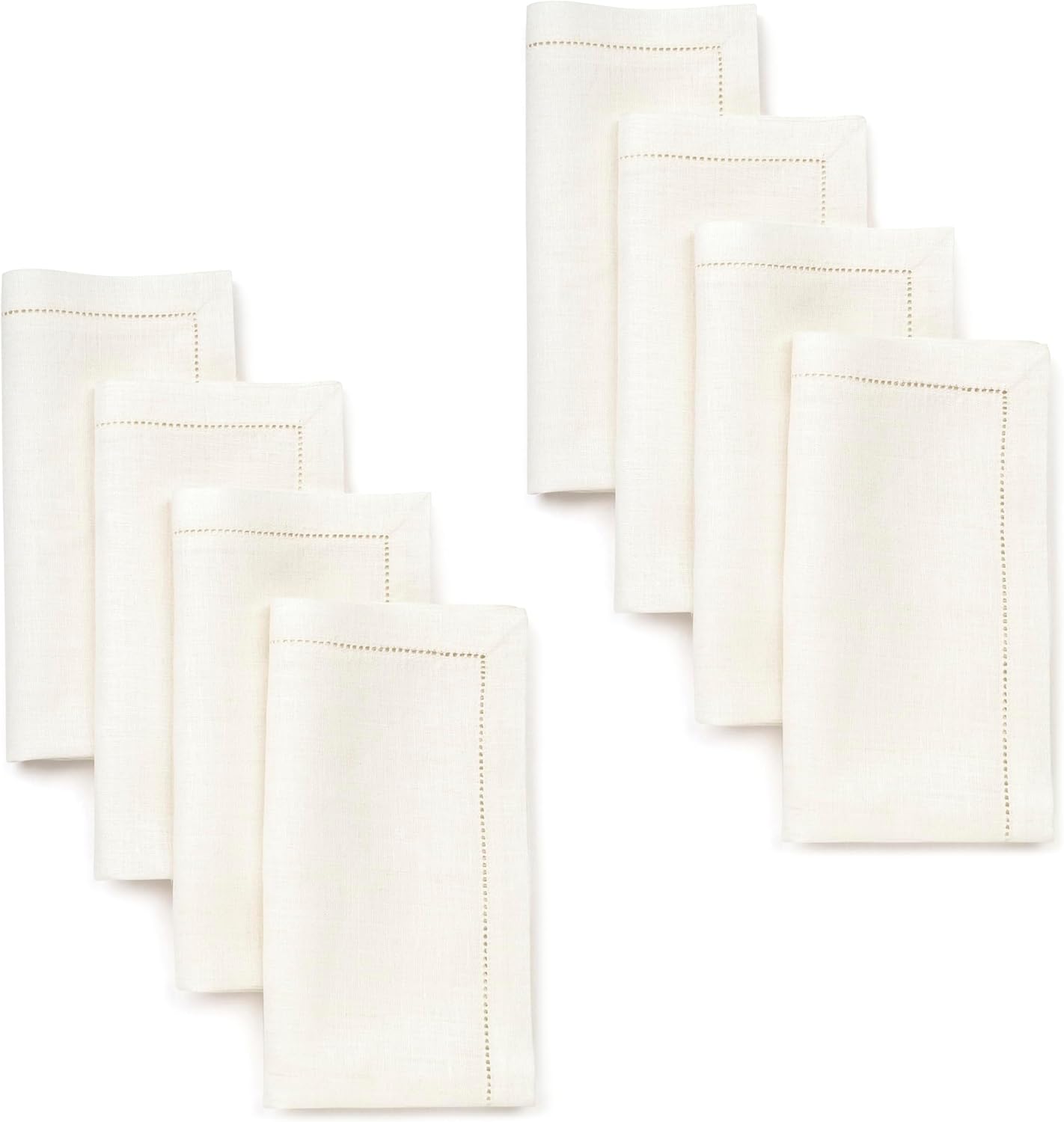 D'Moksha Homes Natural Linen Napkins Set of 4 - Classic Hemstitch 100% Pure Linen Hemstitch Dinner Napkins 20 x 20 Inch for Fall, Autumn and Halloween - Handcrafted and Machine Washable