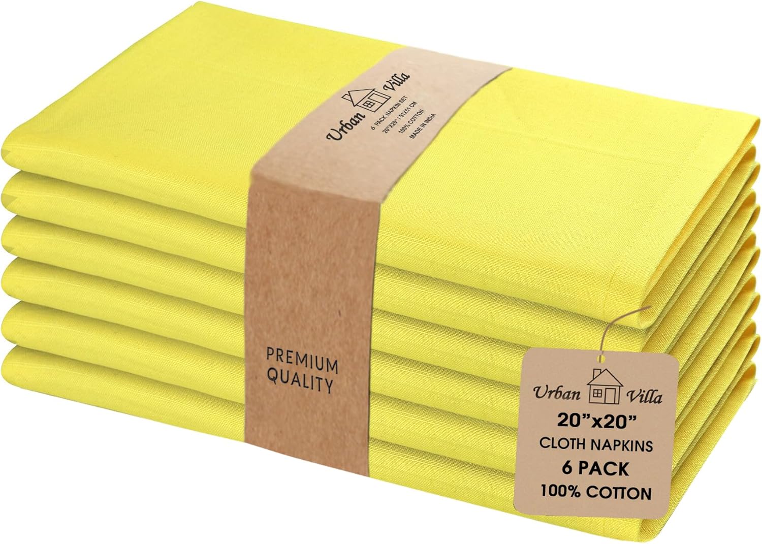 Urban Villa Cloth Napkins Set of 12 20x20 Inches 100% Cotton Napkins Cloth Washable Soft Durable Reusable Absorbent Table Dinner Napkins Cloth for Hotel Lunch Restaurant Weddings Parties-Multi Color