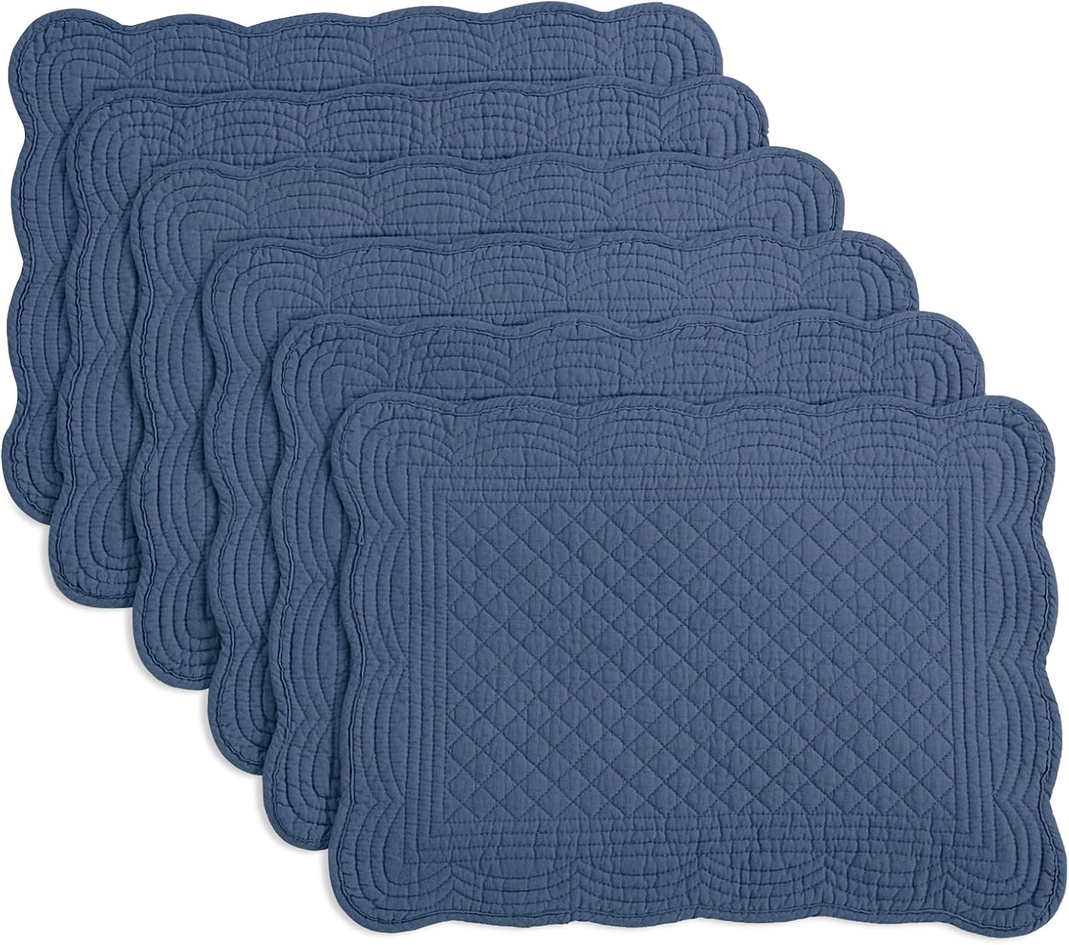HOMBYS Quilted Placemats Set of 6 Washable-13x18 inches Rectangular Placemats for Kitchen Table-100% Cotton Fabric Rectangular Table Mats, (Emerald Green)