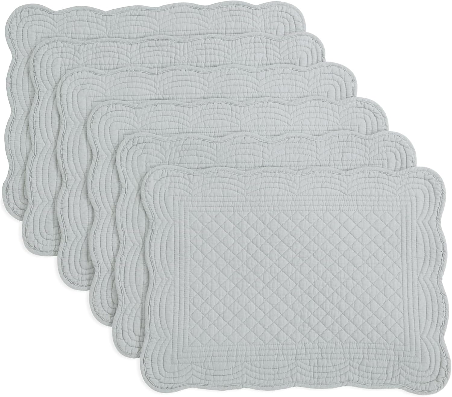 HOMBYS Quilted Placemats Set of 6 Washable-13x18 inches Rectangular Placemats for Kitchen Table-100% Cotton Fabric Rectangular Table Mats, (Emerald Green)
