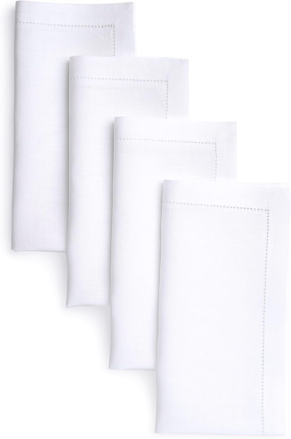 D'Moksha Homes Natural Linen Napkins Set of 4 - Classic Hemstitch 100% Pure Linen Hemstitch Dinner Napkins 20 x 20 Inch for Fall, Autumn and Halloween - Handcrafted and Machine Washable