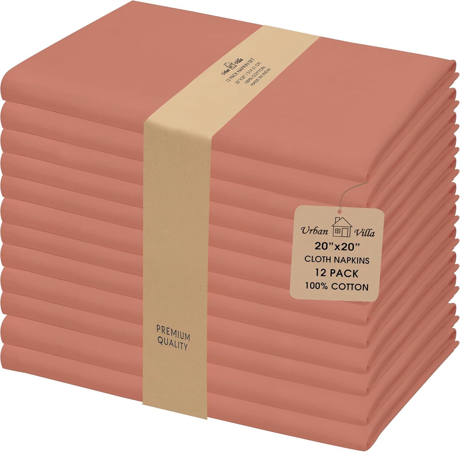 Urban Villa Cloth Napkins Set of 12 20x20 Inches 100% Cotton Napkins Cloth Washable Soft Durable Reusable Absorbent Table Dinner Napkins Cloth for Hotel Lunch Restaurant Weddings Parties-Multi Color