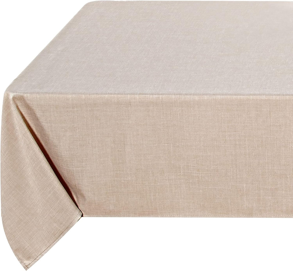 Fitable Nature Faux Linen Tablecloths Rectangle 60 x 84 Inch - 2 Pack Neutral Table Clothes for 4-6 Foot Tables, Wrinkle-Proof Faux Burlap Table Cover for Dining, Farmhouse, Outdoor Picnic, Camping