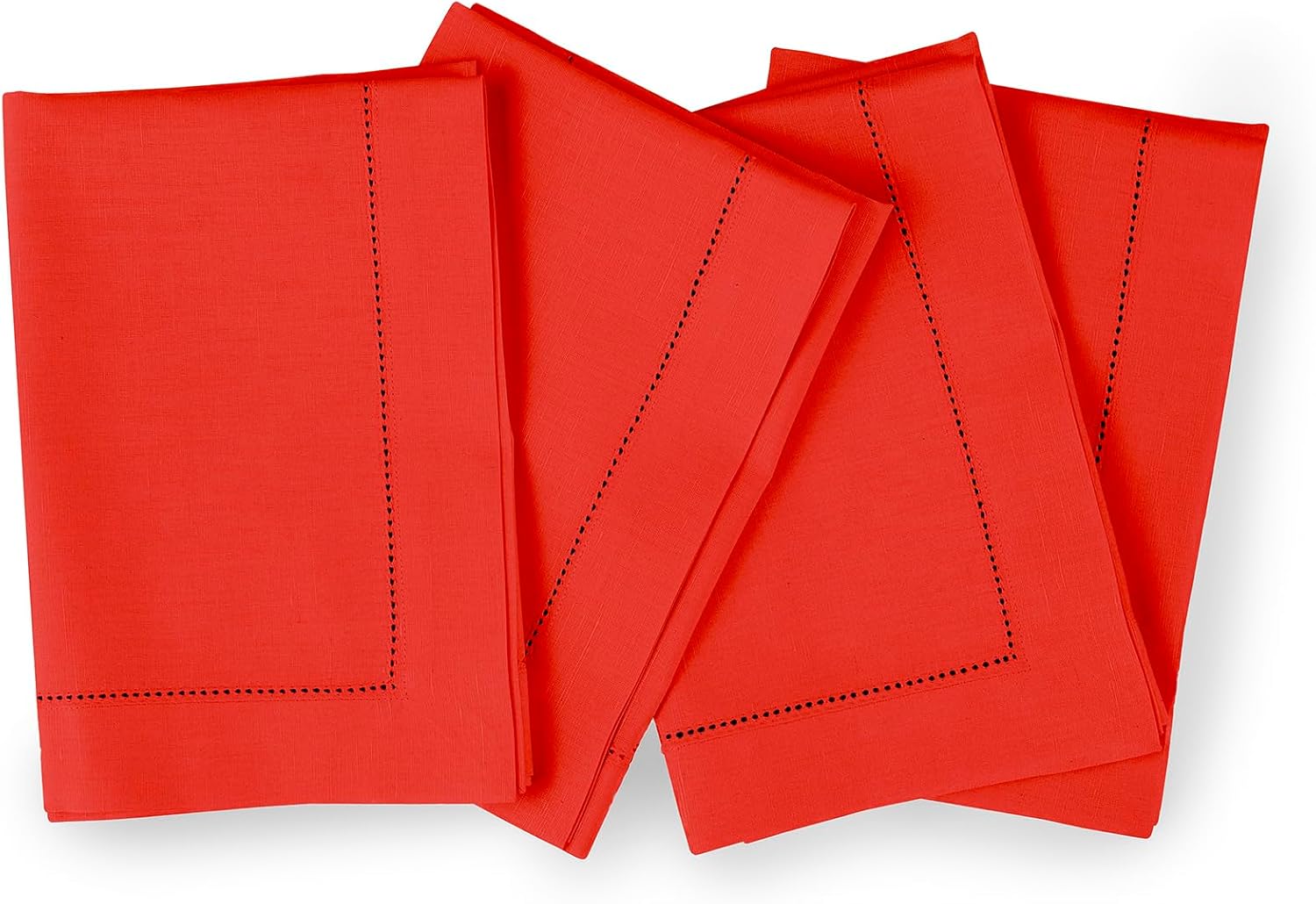 Solino Home White Napkins Set of 4 - Cotton Linen Hemstitch Dinner Napkins Cloth 20 x 20 Inch for Winter, Valentines, Spring, Easter - Handcrafted and Machine Washable