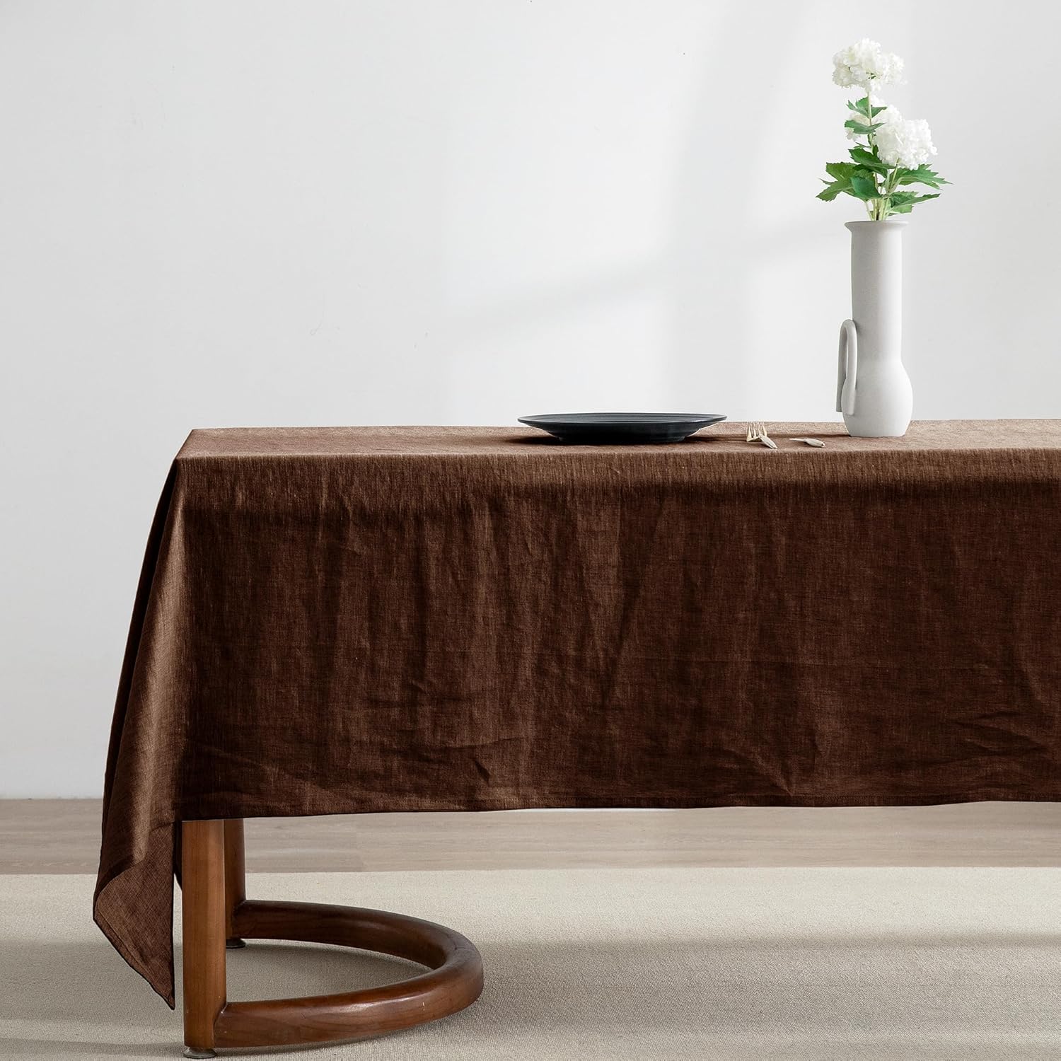 EVERLY 100% Pure Linen Rectangle Tablecloths 108Lx60WInch for Dining,Buffet Parties,Picnic,Events,Weddings and Restaurants,Decorative Halloween,Thanksgiving Machine Washable Tablecloths-Natural Linen