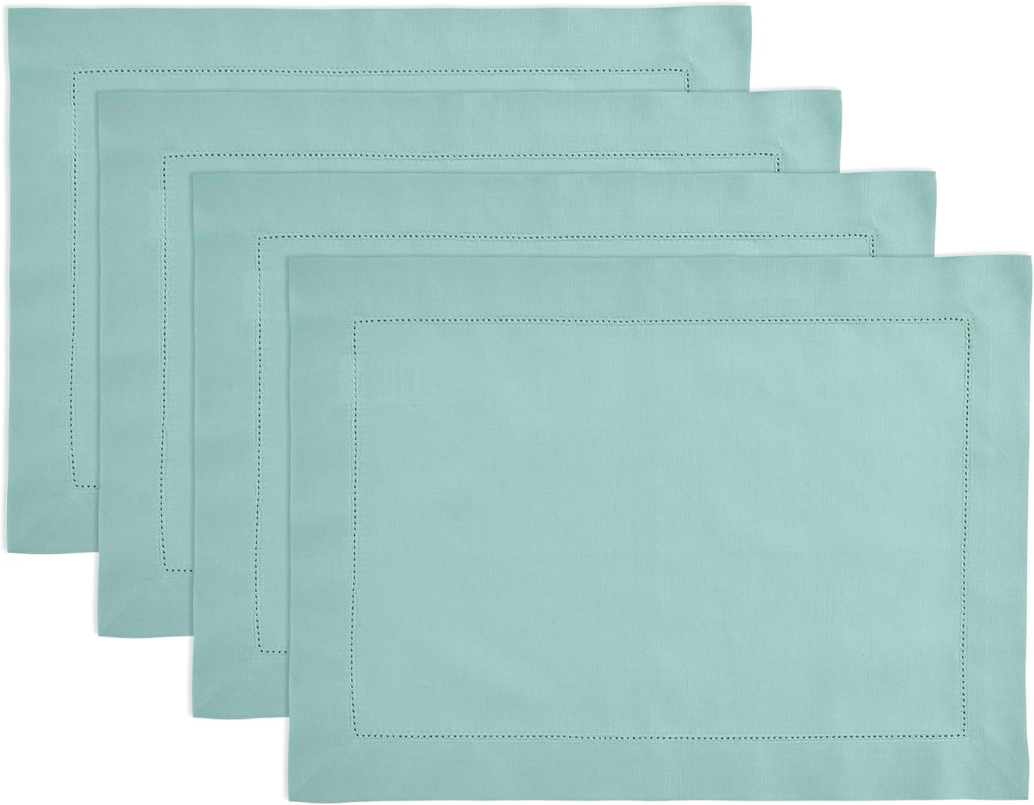 Solino Home White Napkins Set of 4 - Cotton Linen Hemstitch Dinner Napkins Cloth 20 x 20 Inch for Winter, Valentines, Spring, Easter - Handcrafted and Machine Washable