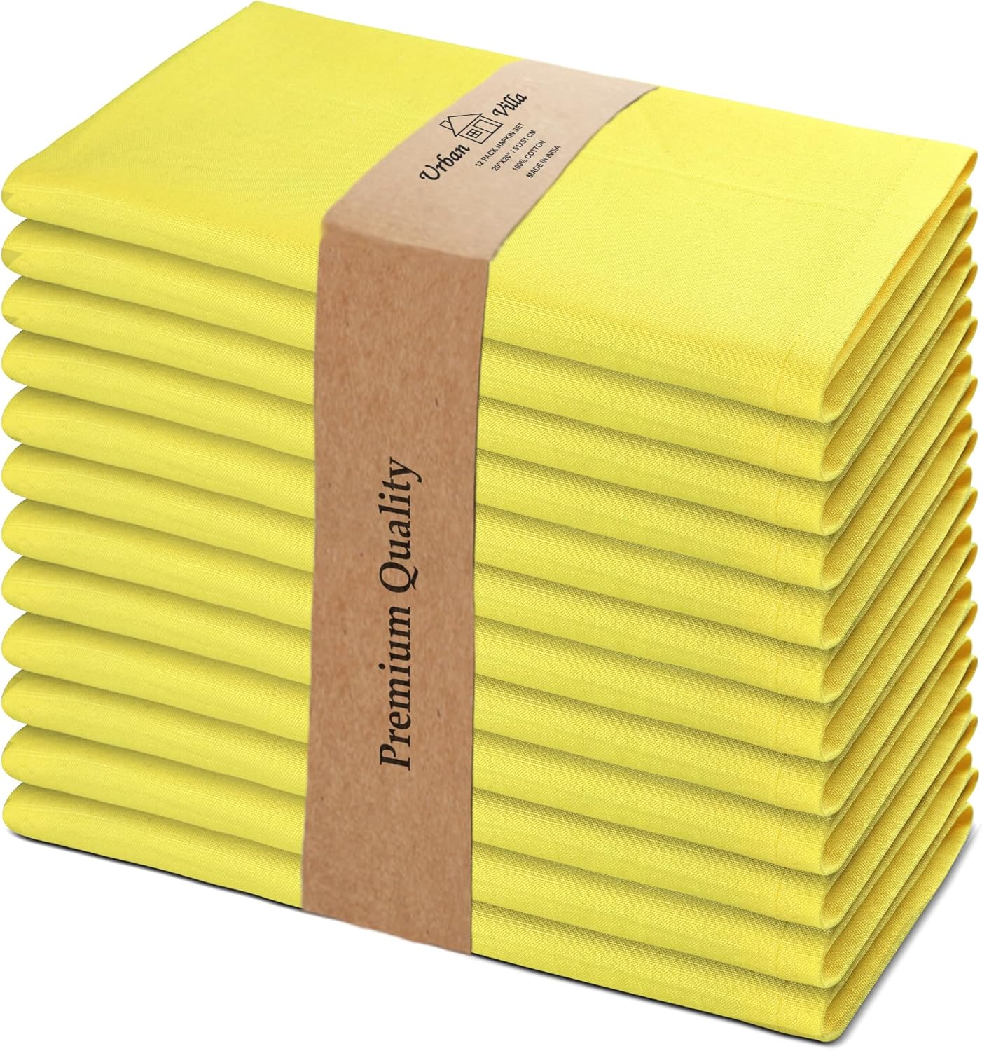 Urban Villa Cloth Napkins Set of 12 20x20 Inches 100% Cotton Napkins Cloth Washable Soft Durable Reusable Absorbent Table Dinner Napkins Cloth for Hotel Lunch Restaurant Weddings Parties-Multi Color