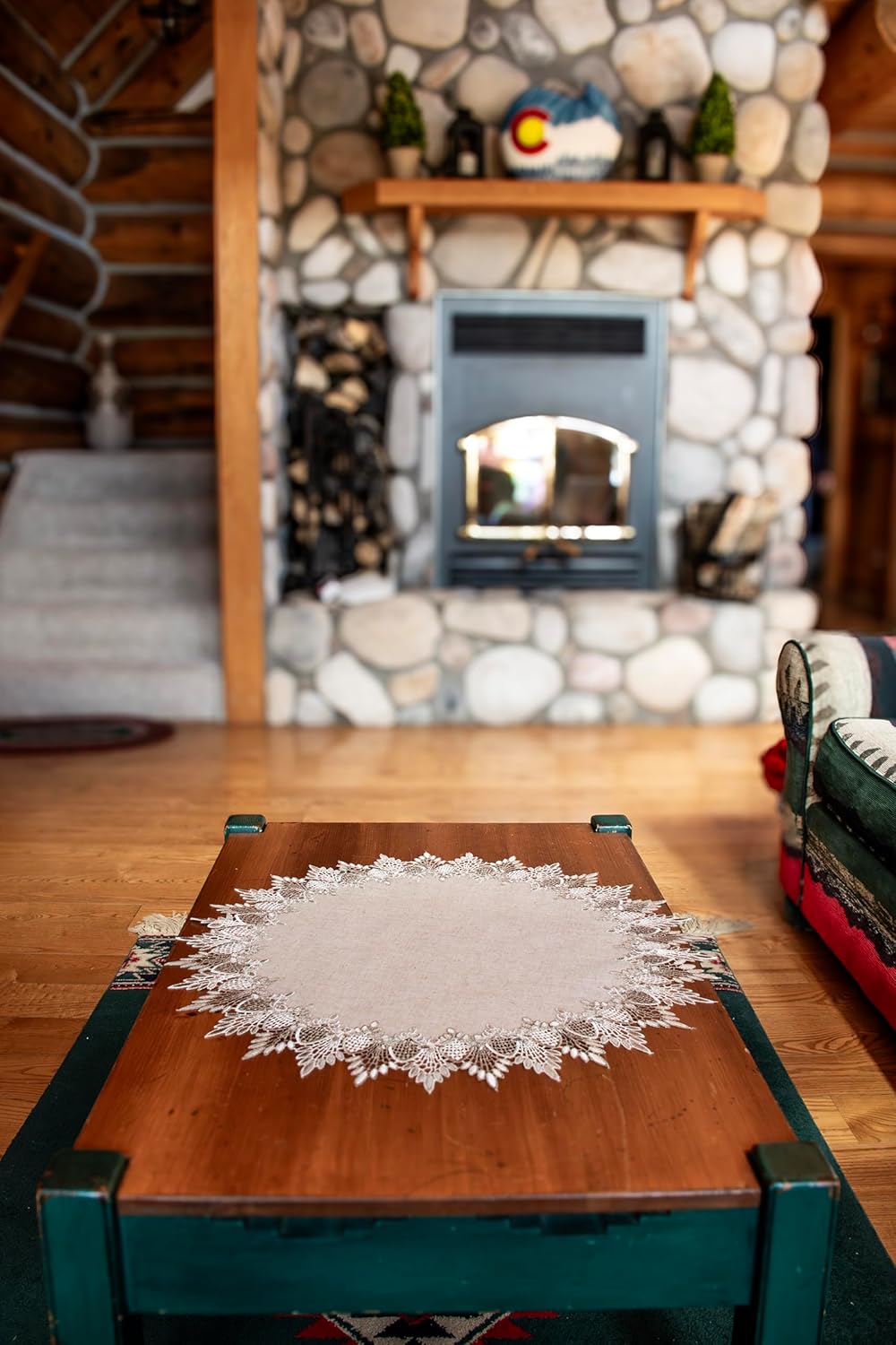 LINENS ART AND THINGS Lace Doily Neutral Earth Tones Table Topper Placemat Beige Brown (23 inch Round)