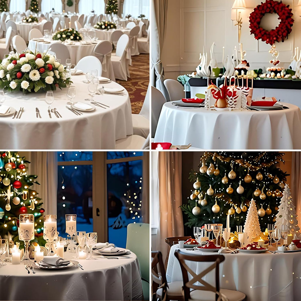 Round Tablecloth 120 Inch 10 Pack White Tablecloths Washable Decorative Linen Polyester Table Clothes Cover for Dining Table Banquets Buffet Parties and Wedding