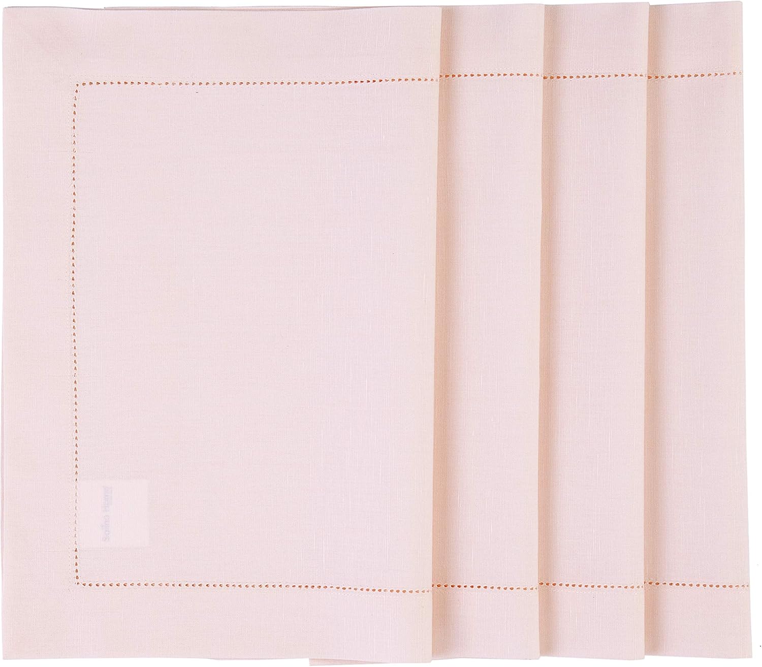 Solino Home White Napkins Set of 4 - Cotton Linen Hemstitch Dinner Napkins Cloth 20 x 20 Inch for Winter, Valentines, Spring, Easter - Handcrafted and Machine Washable