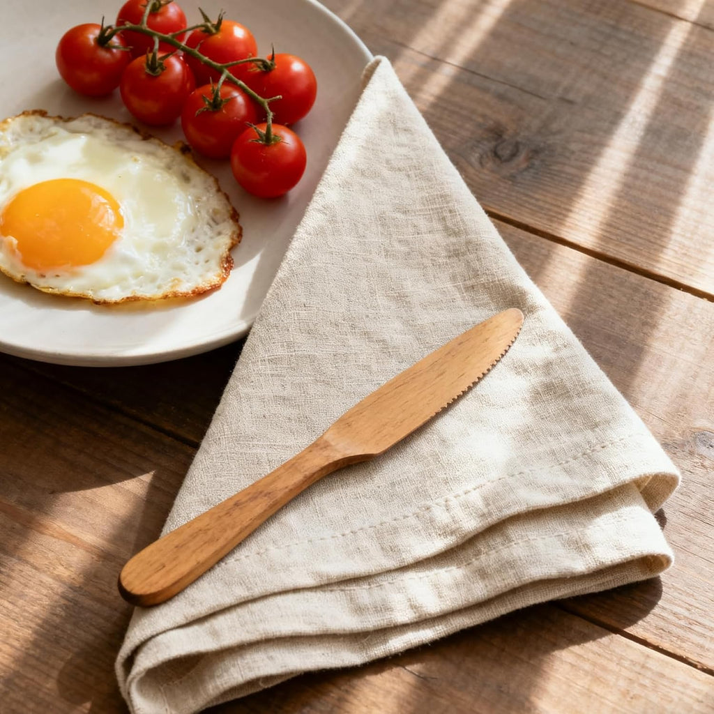 100% Pure Linen Napkins 18 x 18 Inch Natural - Set of 6 Pack Oversized Dinner Table Cloth Napkin, Washable for Home,Kitchen and Everyday Use