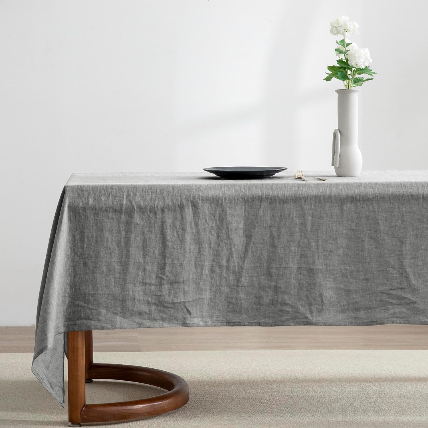 EVERLY 100% Pure Linen Rectangle Tablecloths 108Lx60WInch for Dining,Buffet Parties,Picnic,Events,Weddings and Restaurants,Decorative Halloween,Thanksgiving Machine Washable Tablecloths-Natural Linen