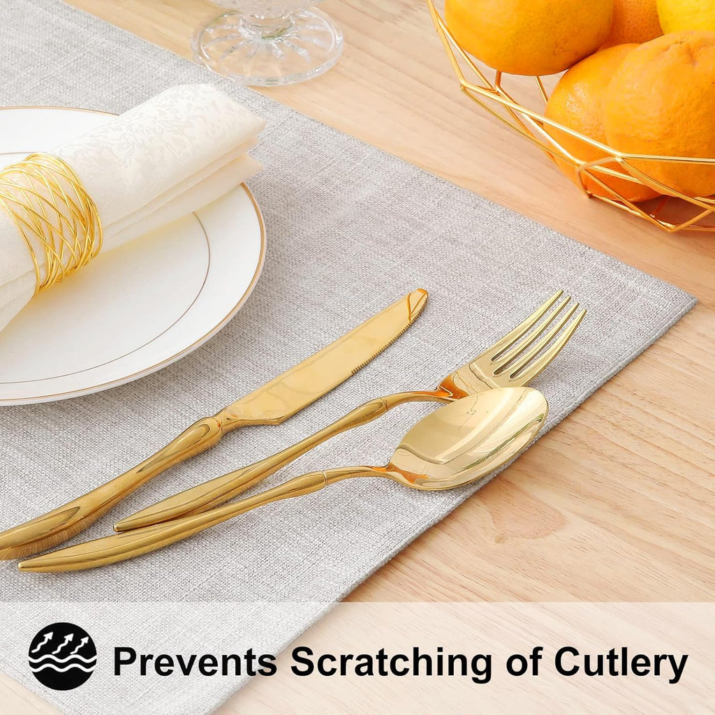 homing Cotton Linen Placemats Set of 6, Cloth Washable Farmhouse Dining Table Mats for Indoors & Outdoors, Easy to Clean, Neutral Beige, 13 x 19 Inch