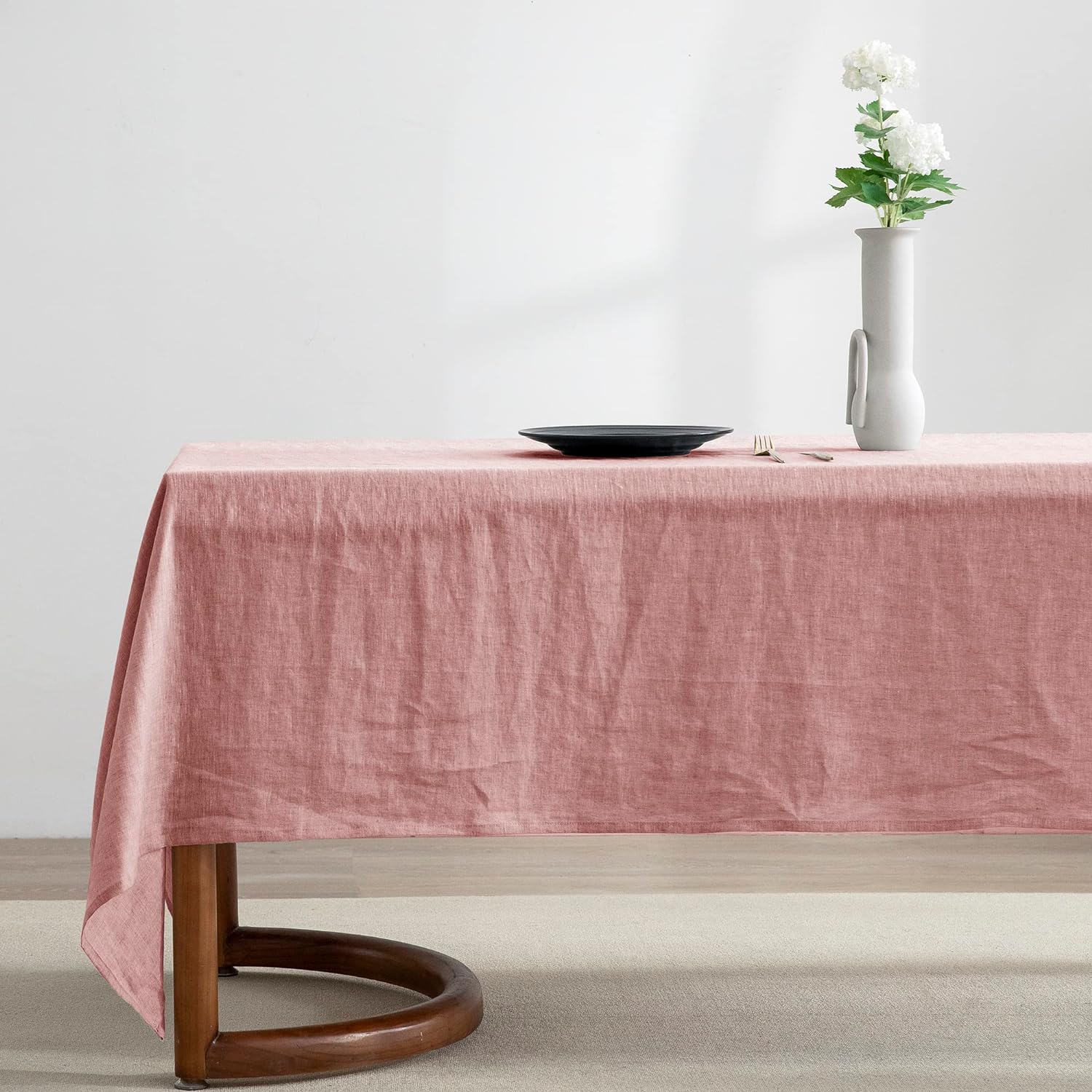 EVERLY100% Pure Linen Rectangle Tablecloths 120LX60W Inch for Dining,Buffet Parties,Picnic,Events,Weddings and Restaurants,10ft Table Cloth Thanksgiving Machine Washable Tablecloth-Natural Linen