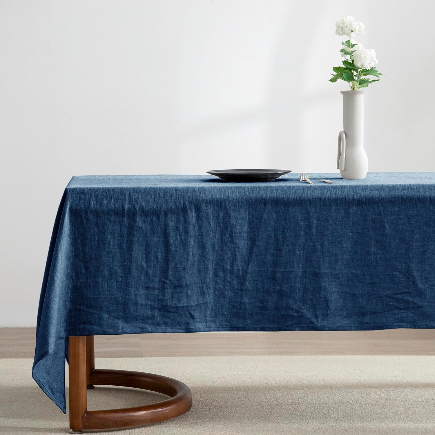 EVERLY 100% Pure Linen Rectangle Tablecloth 84Lx60W Inches for Dining,Weddings and Restaurants,Decorative Halloween,Thanksgiving,Christmas Table Cloth Machine Washable Tablecloths-Natural Linen