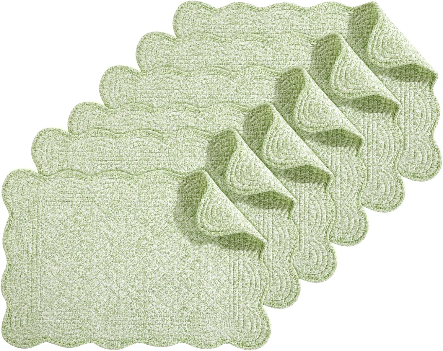 HOMBYS Quilted Placemats Set of 6 Washable-13x18 inches Rectangular Placemats for Kitchen Table-100% Cotton Fabric Rectangular Table Mats, (Emerald Green)