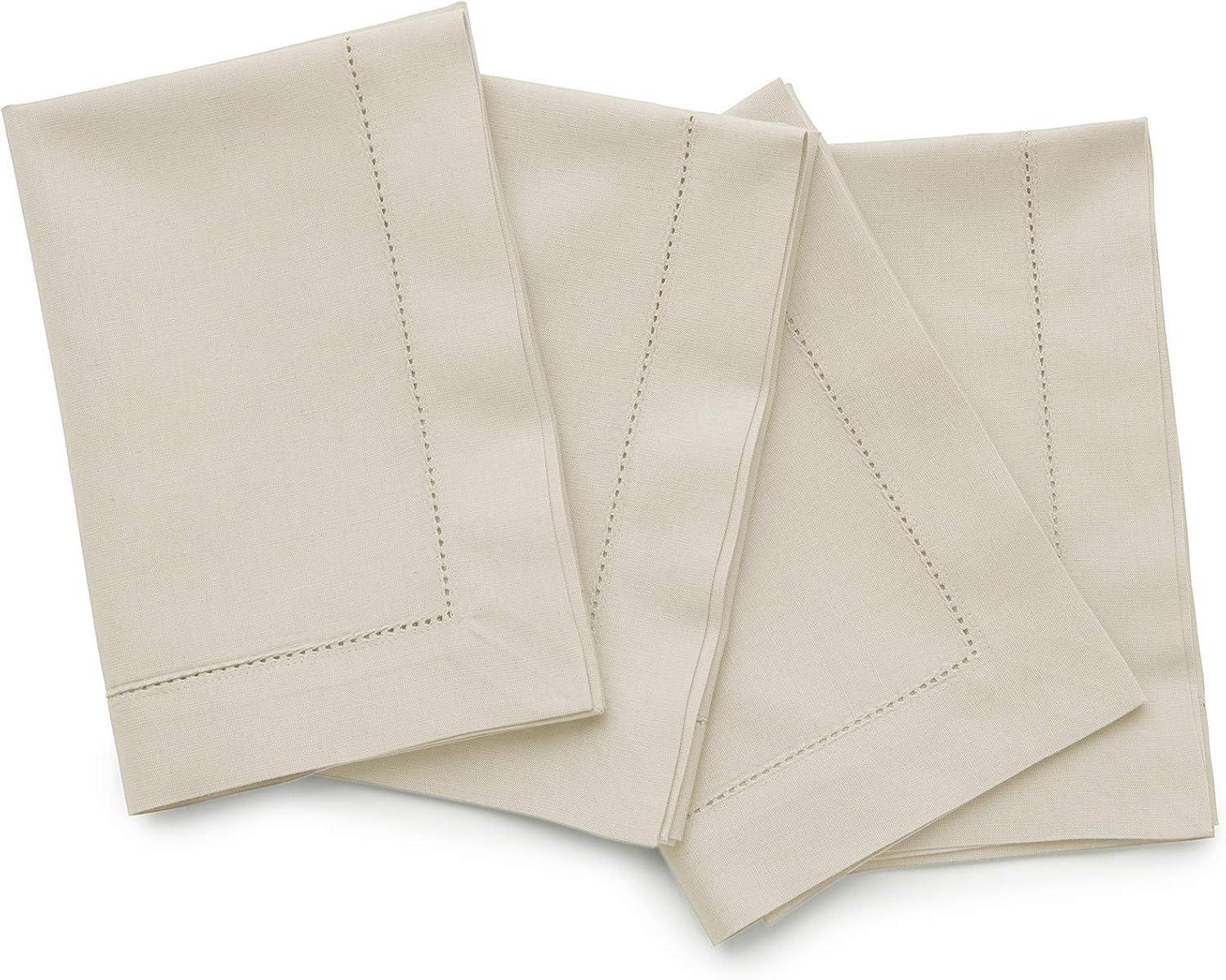 Solino Home White Napkins Set of 4 - Cotton Linen Hemstitch Dinner Napkins Cloth 20 x 20 Inch for Winter, Valentines, Spring, Easter - Handcrafted and Machine Washable
