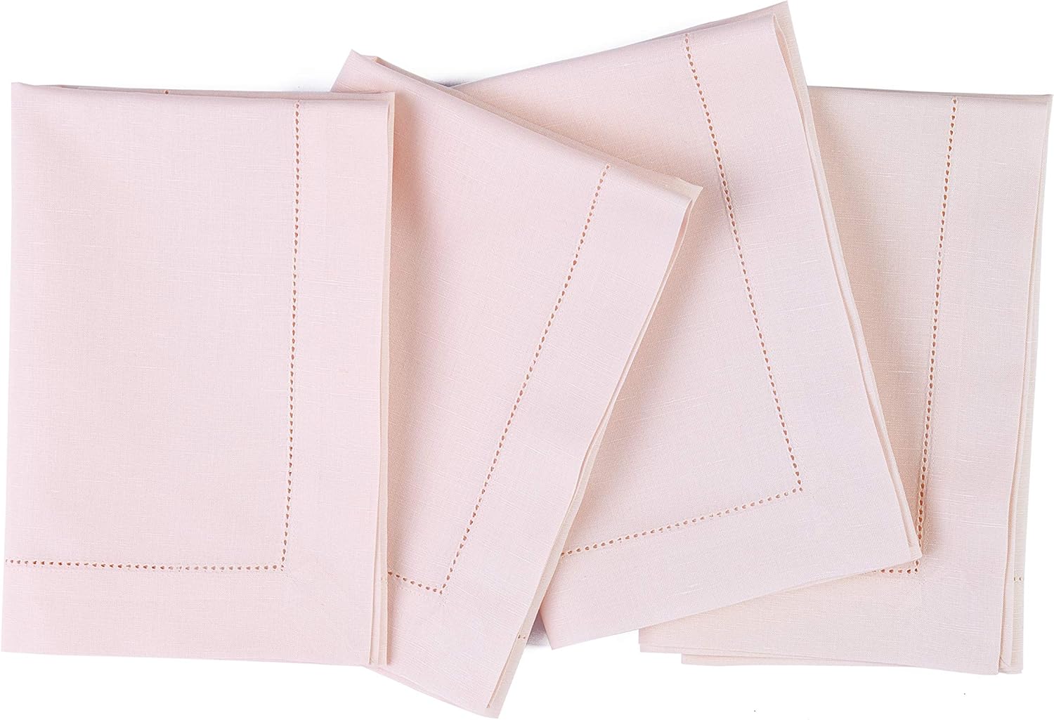 Solino Home White Napkins Set of 4 - Cotton Linen Hemstitch Dinner Napkins Cloth 20 x 20 Inch for Winter, Valentines, Spring, Easter - Handcrafted and Machine Washable