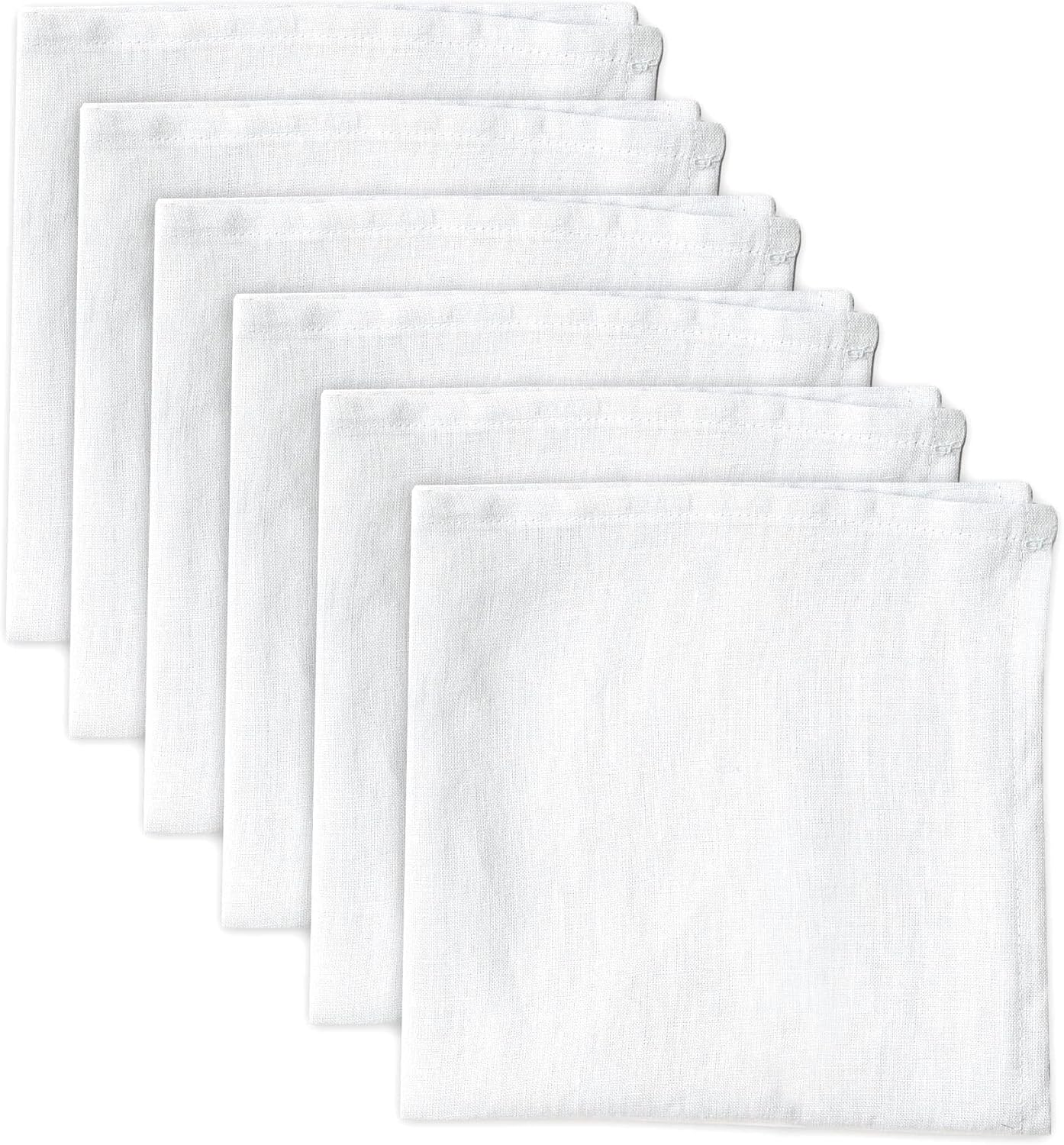 100% Pure Linen Napkins 18 x 18 Inch Natural - Set of 6 Pack Oversized Dinner Table Cloth Napkin, Washable for Home,Kitchen and Everyday Use