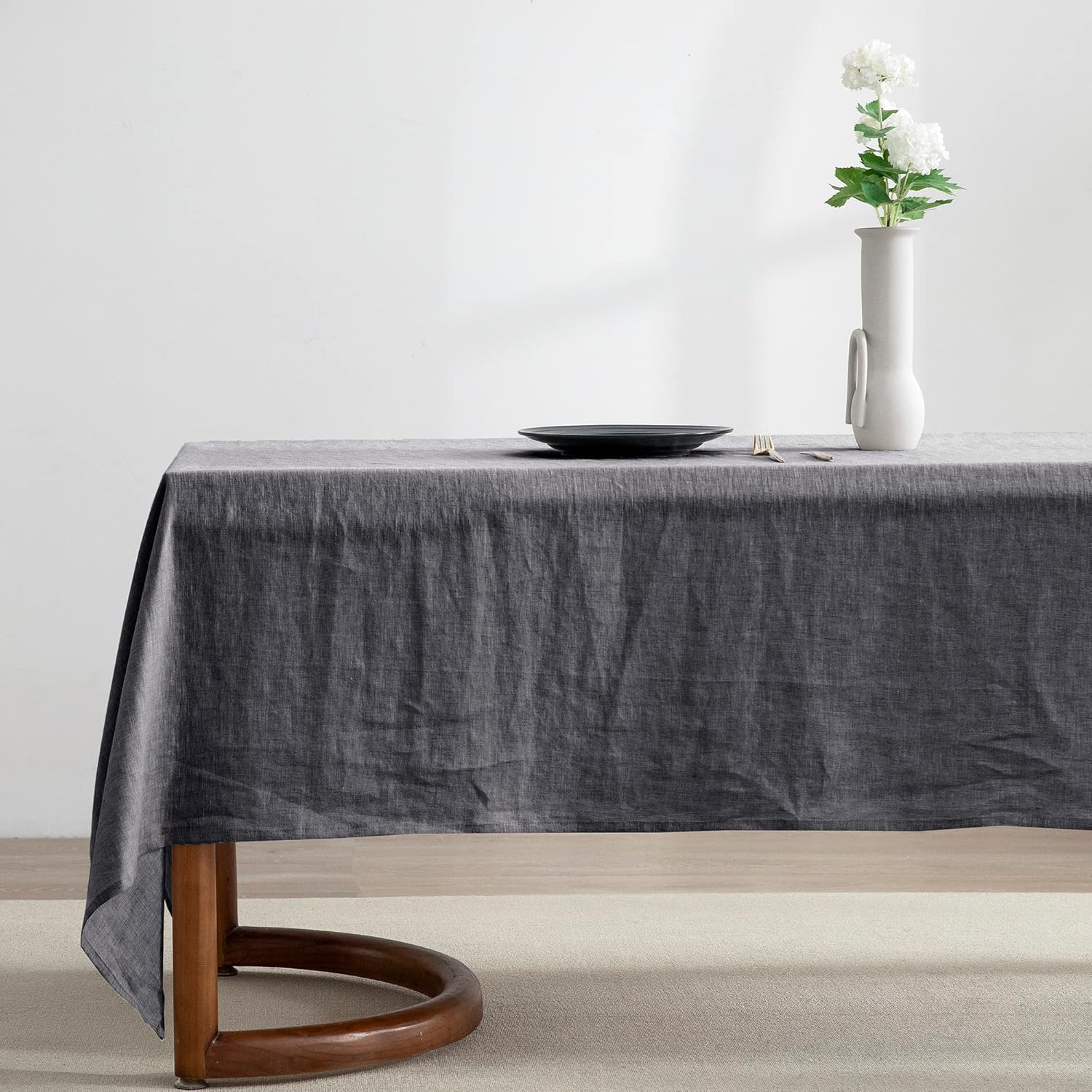 EVERLY100% Pure Linen Rectangle Tablecloths 120LX60W Inch for Dining,Buffet Parties,Picnic,Events,Weddings and Restaurants,10ft Table Cloth Thanksgiving Machine Washable Tablecloth-Natural Linen