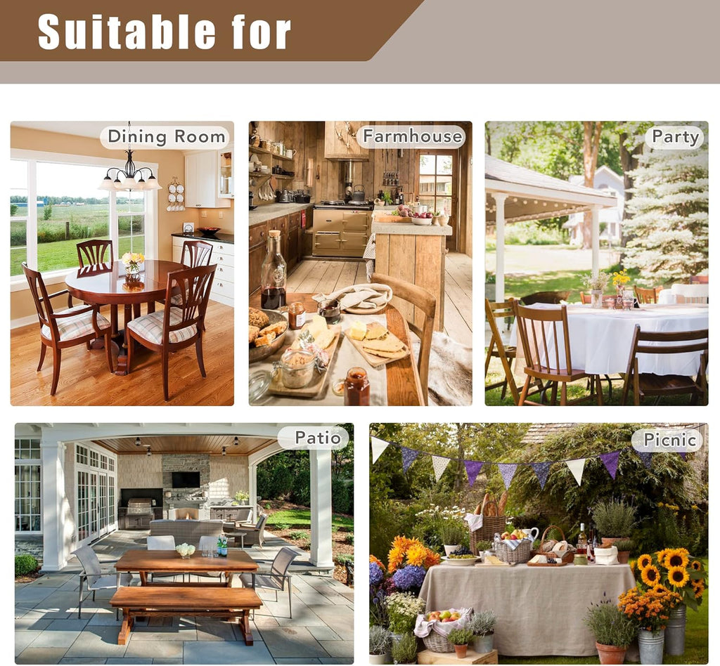 Fitable Nature Faux Linen Tablecloths Rectangle 60 x 84 Inch - 2 Pack Neutral Table Clothes for 4-6 Foot Tables, Wrinkle-Proof Faux Burlap Table Cover for Dining, Farmhouse, Outdoor Picnic, Camping