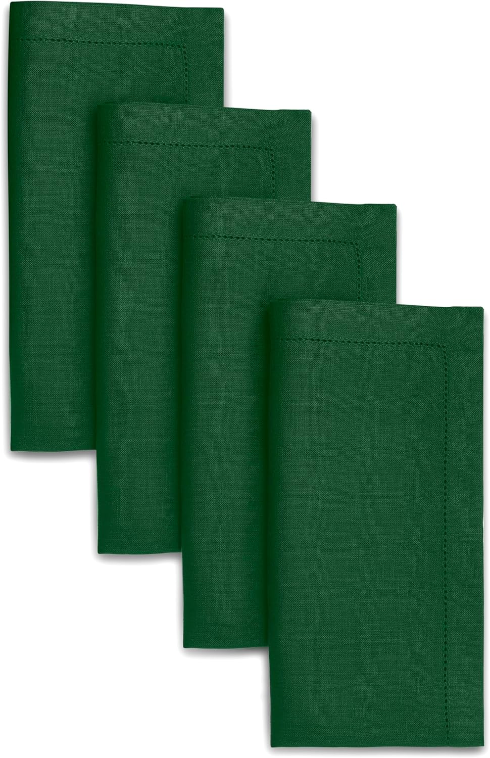 D'Moksha Homes Natural Linen Napkins Set of 4 - Classic Hemstitch 100% Pure Linen Hemstitch Dinner Napkins 20 x 20 Inch for Fall, Autumn and Halloween - Handcrafted and Machine Washable