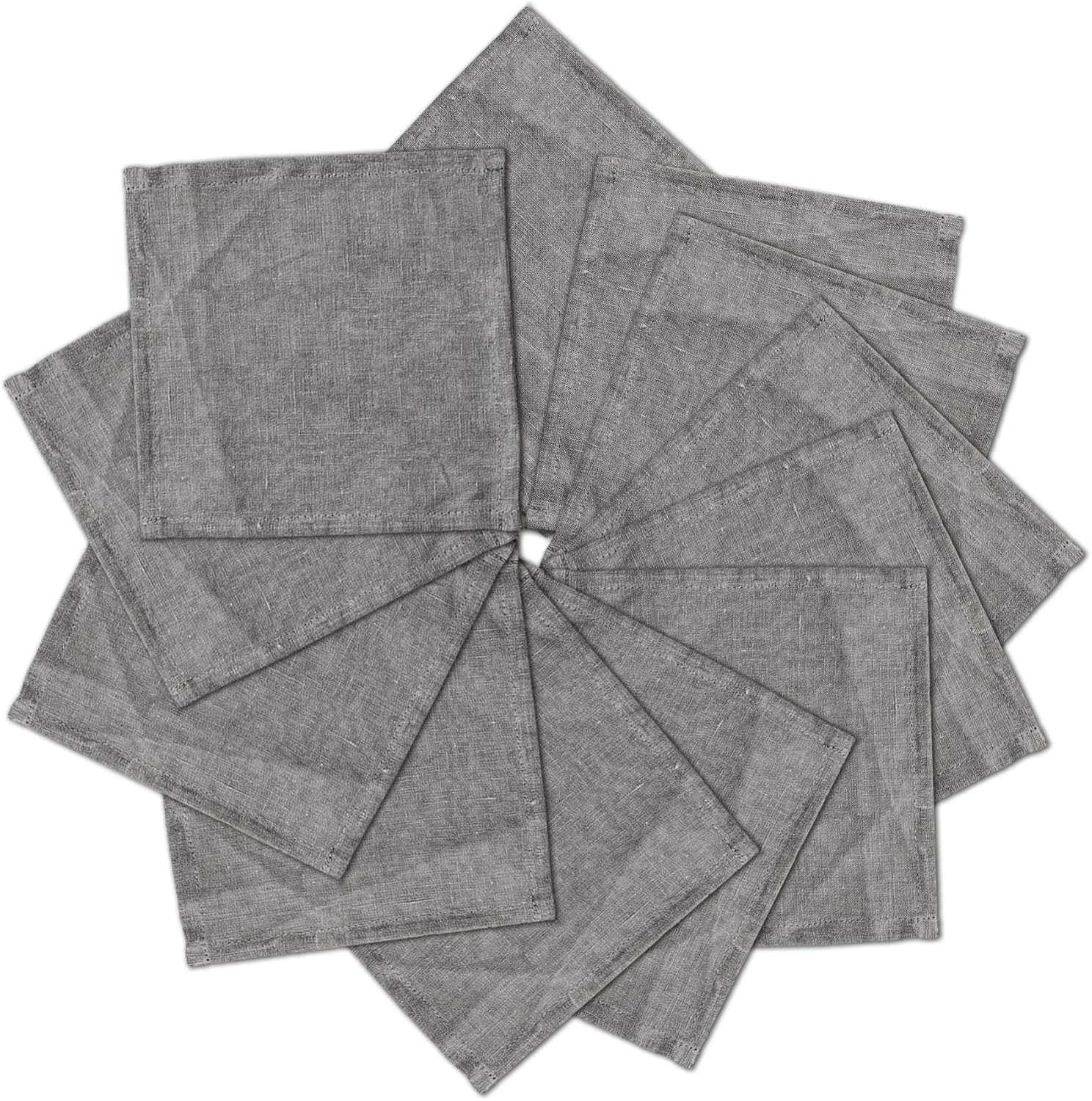 100% Pure Linen Napkins 18 x 18 Inch Natural - Set of 6 Pack Oversized Dinner Table Cloth Napkin, Washable for Home,Kitchen and Everyday Use