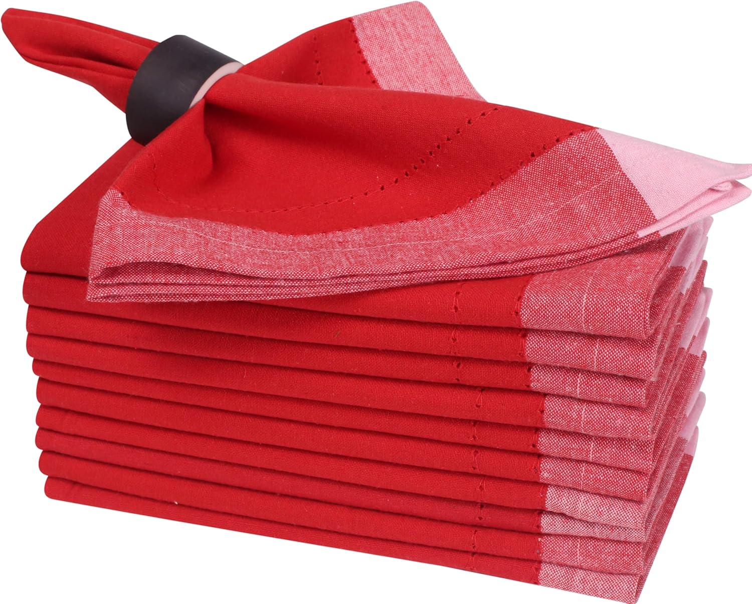 Bedding Craft Linen Flax Cotton Cloth Napkins 18x18 Set of 24 – Natural Hemstitched Corners – Machine Washable Fabric Napkins for Dinner, Weddings, Baby Showers & Everyday Table Settings